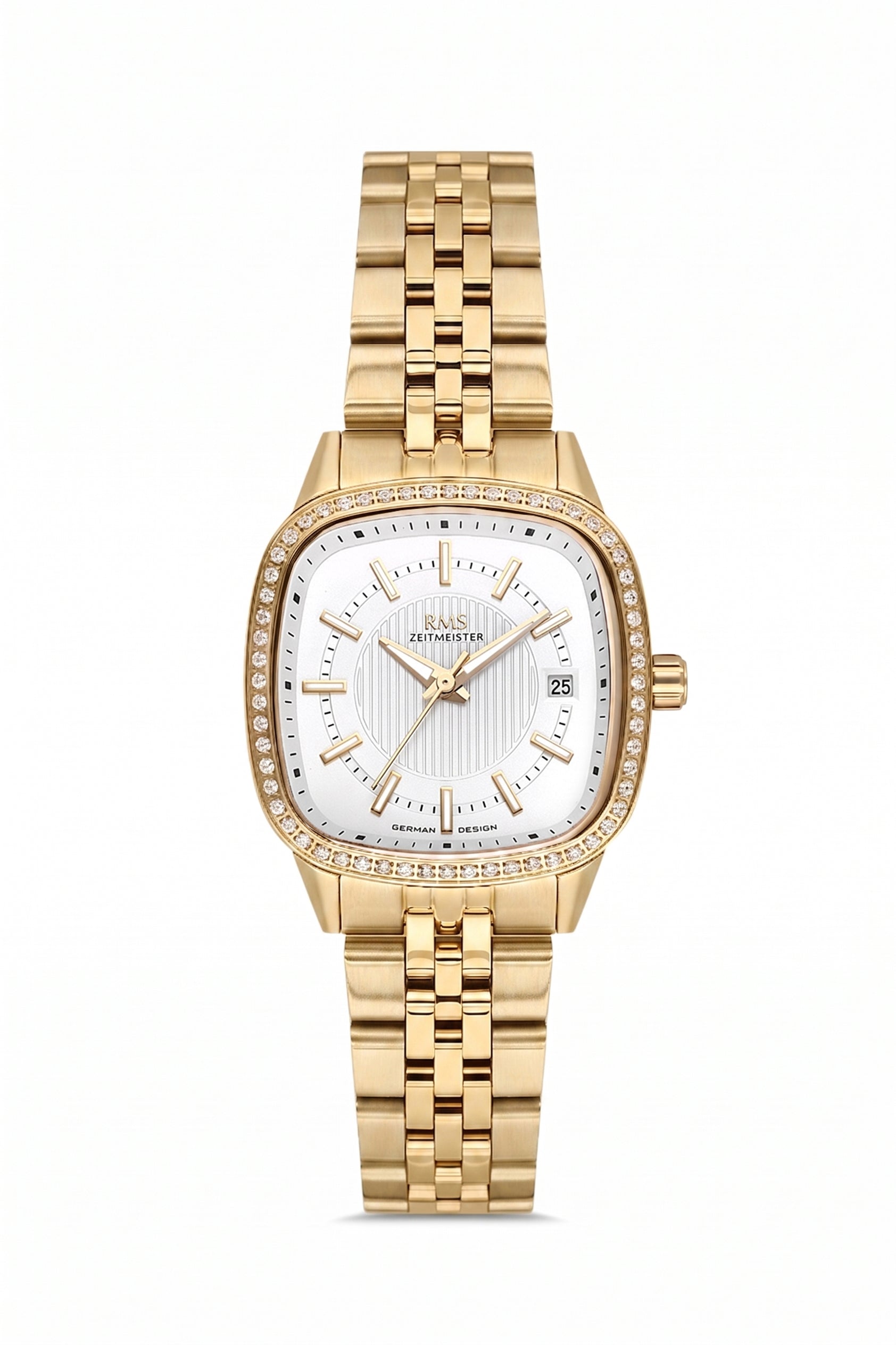 RMS Zeitmeister Silver Dial Gold Plated Women's Watch - Stainless Steel Bracelet - RMS.1.AG2232.20