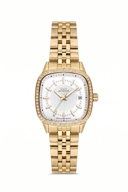 RMS Zeitmeister Silver Dial Gold Plated Women's Watch - Stainless Steel Bracelet - RMS.1.AG2232.20