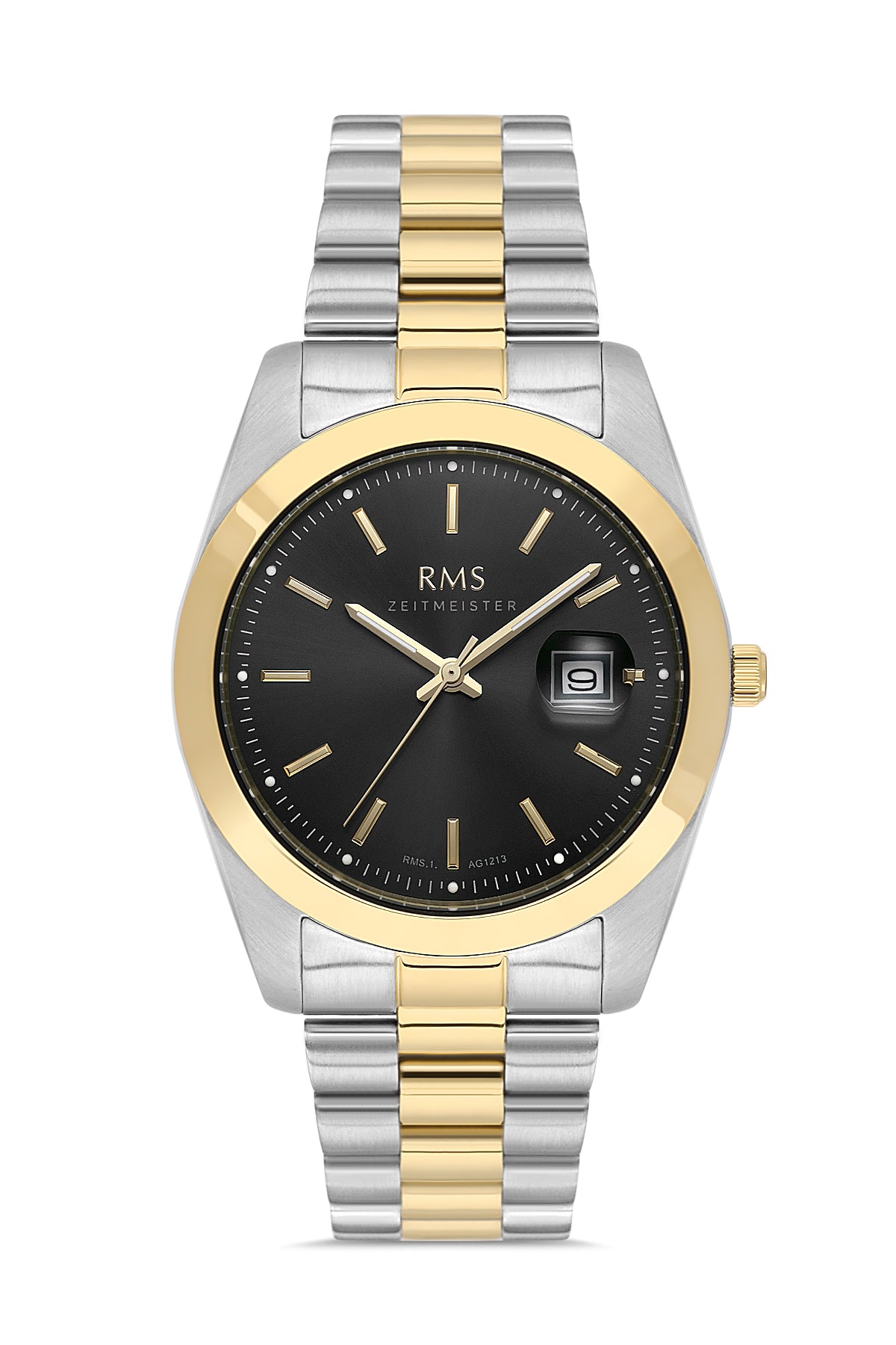 RMS Zeitmeister RMS.1.AG1213.42 men's watch with black dial, two-tone case and stainless steel bracelet