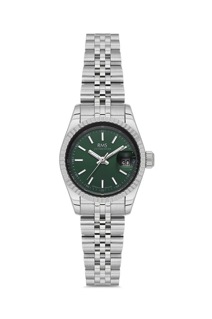 RMS Zeitmeister Green Dial Silver Plated Women's Watch - Stainless Steel Bracelet - RMS.1.AG2145.19