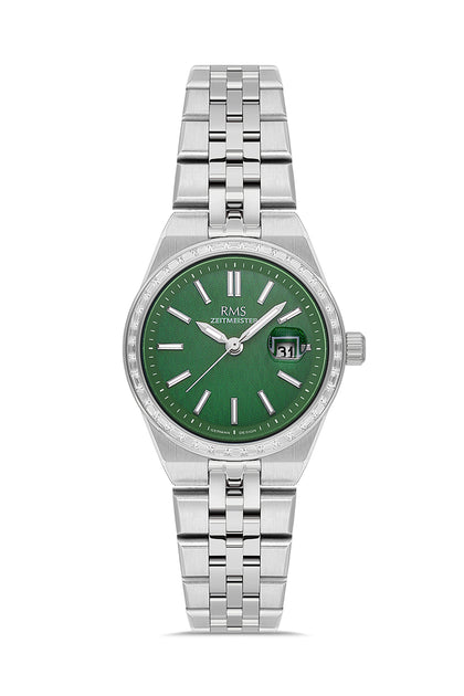 RMS Zeitmeister Green Dial Silver Plated Women's Watch - Stainless Steel Bracelet - RMS.1.AG2175.19