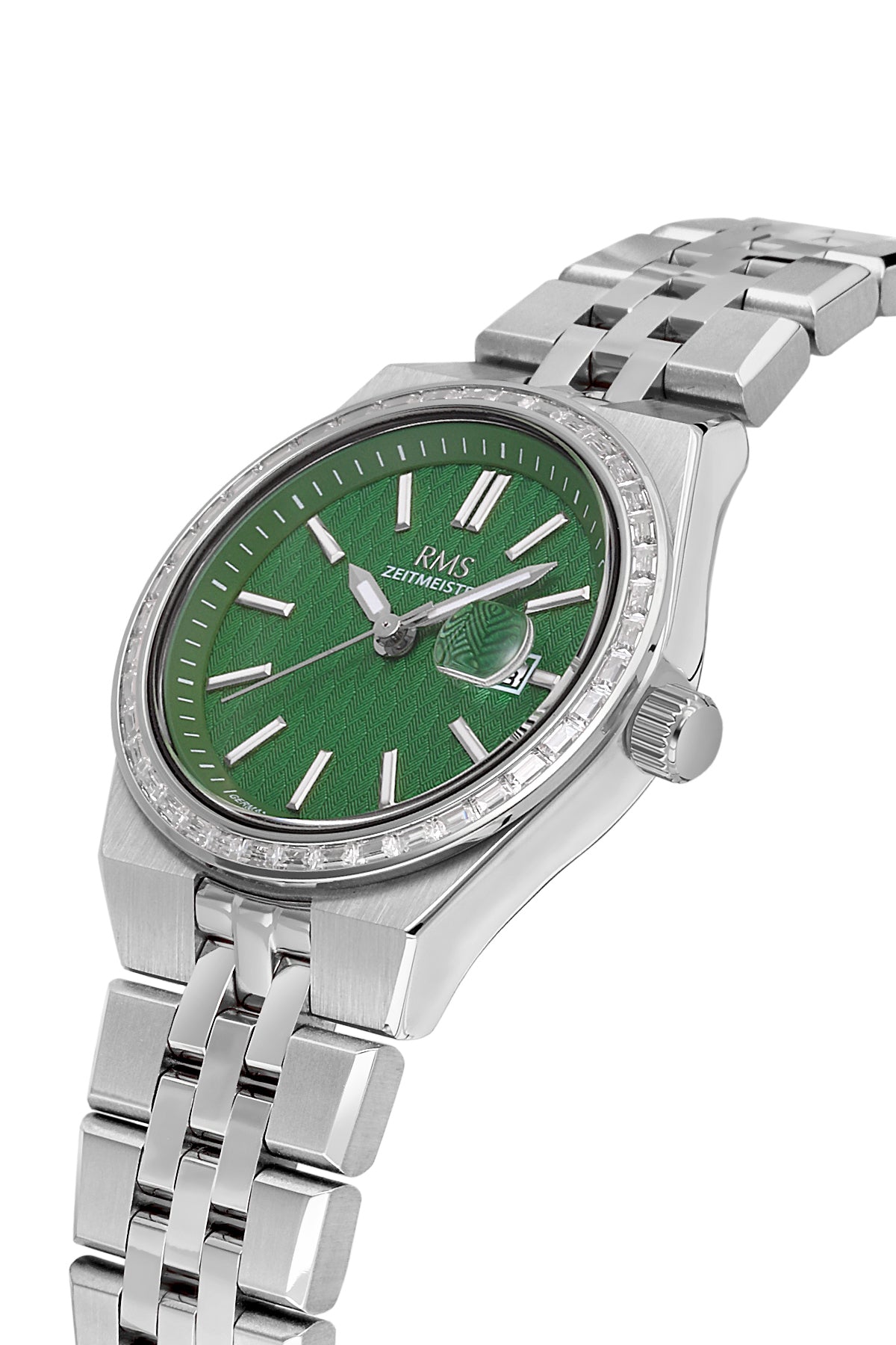 RMS Zeitmeister Green Dial Silver Plated Women's Watch - Stainless Steel Bracelet - RMS.1.AG2175.19