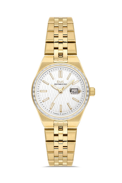 RMS Zeitmeister Silver Dial Gold Plated Women's Watch - Stainless Steel Bracelet - RMS.1.AG2175.20