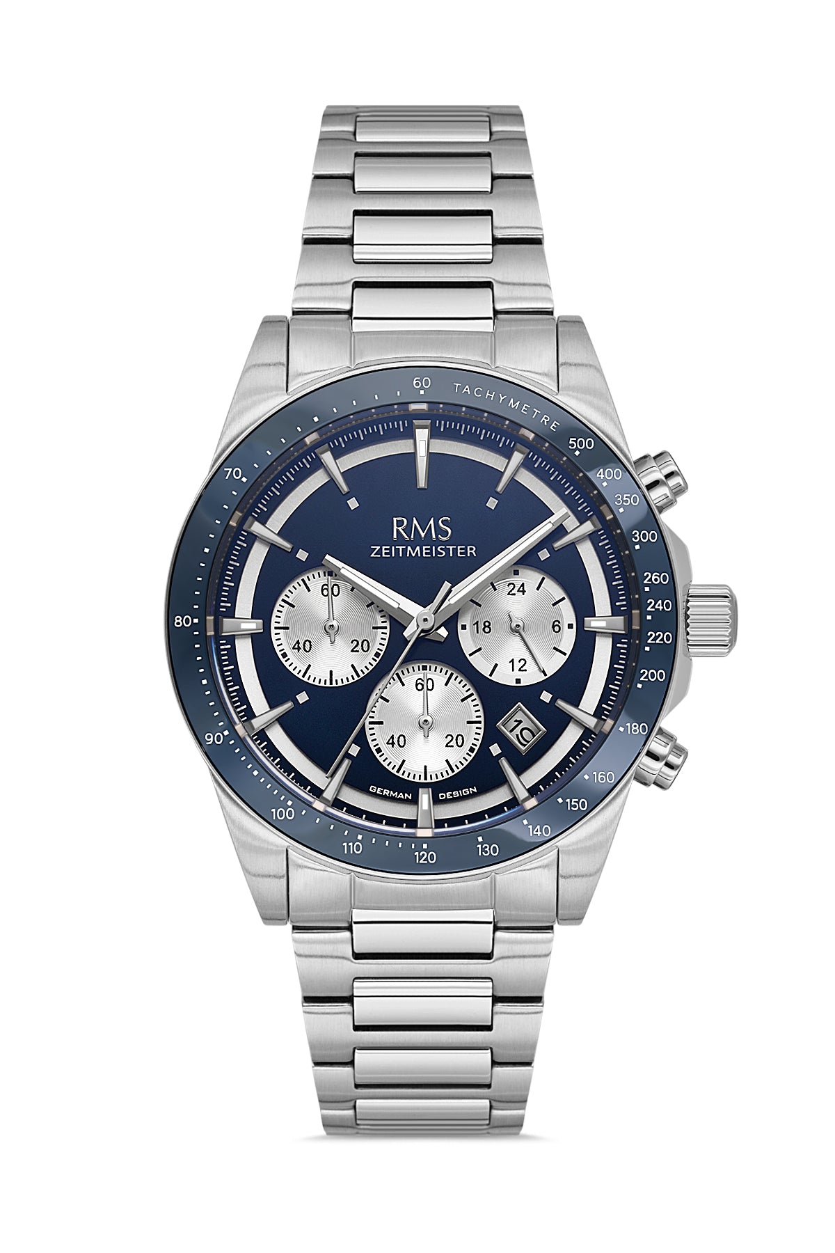 RMS Men's Blue Dial Silver Chronograph Stainless Steel Watch - RMS.1.AG2198.13
