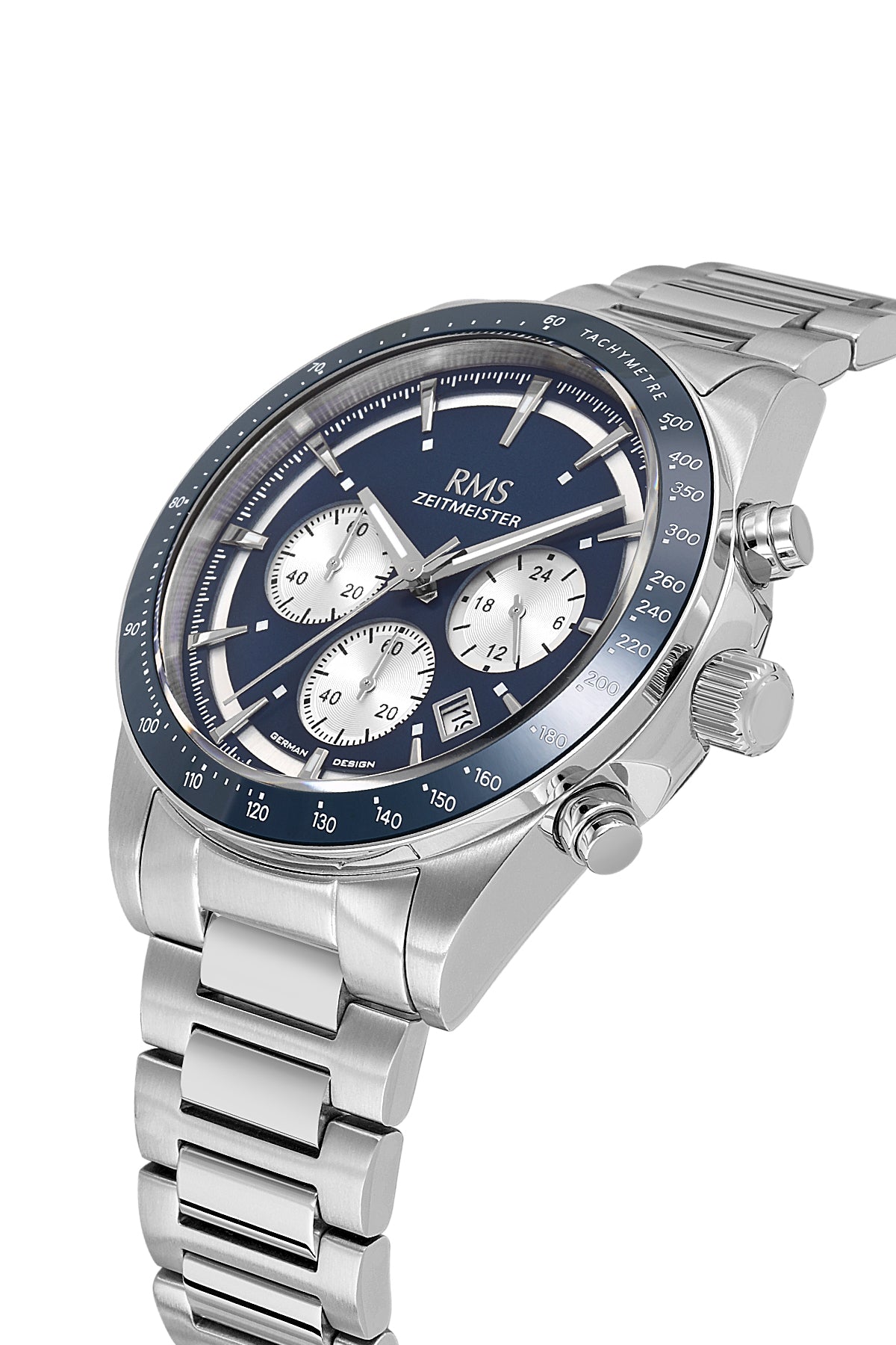 RMS Men's Blue Dial Silver Chronograph Stainless Steel Watch - RMS.1.AG2198.13