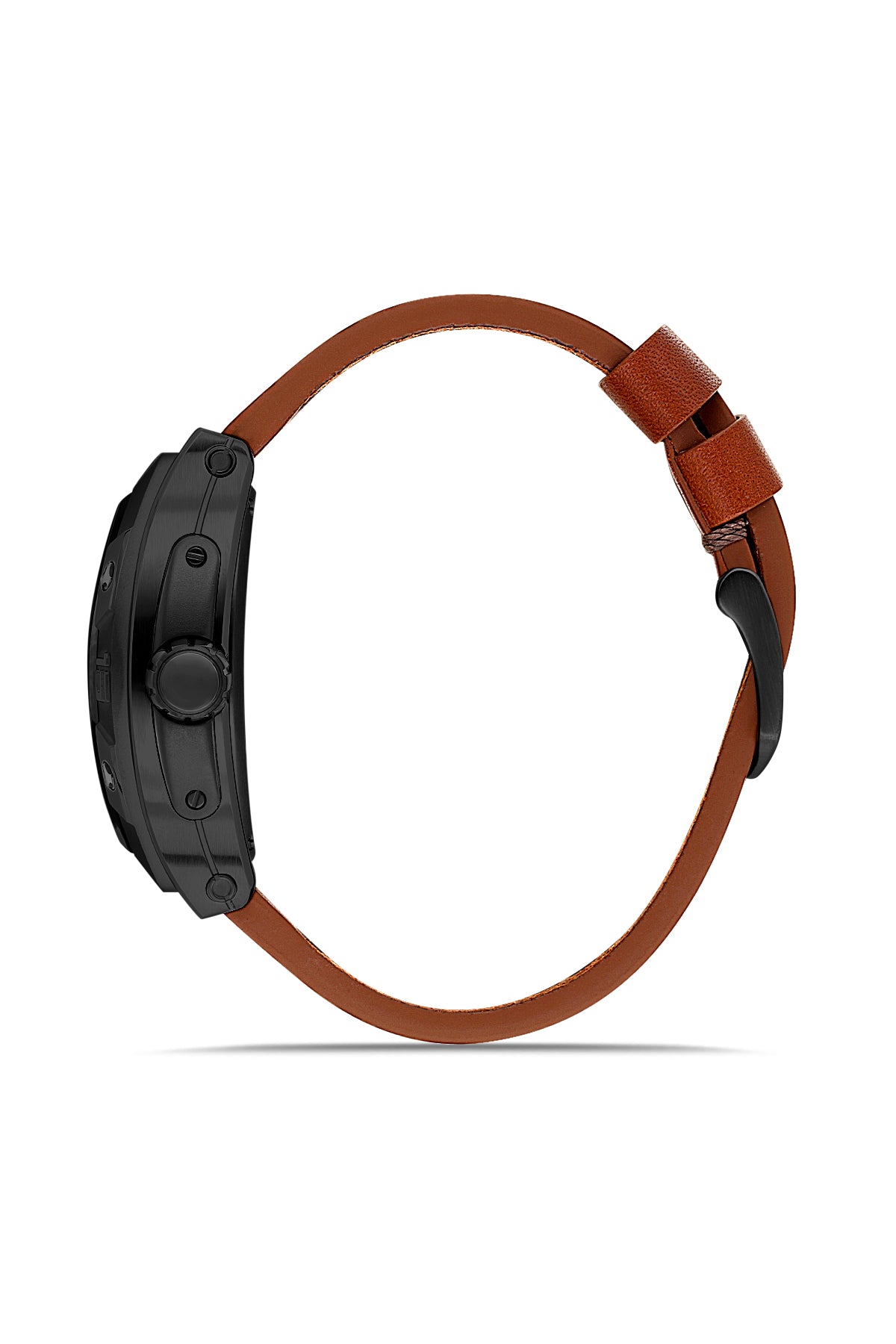 RMS Zeitmeister Black Dial Black Plated Men's Watch - Brown Genuine Leather Strap - RMS.1.AG2235.202