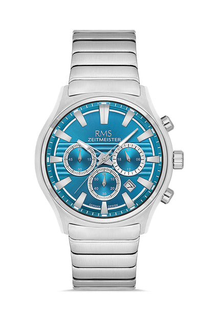 RMS Zeitmeister Tiffany Blue Dial Silver Plated Men's Watch - Stainless Steel Bracelet - RMS.1.AG2201.119