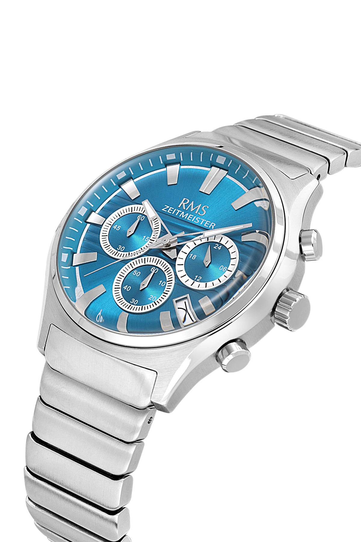 RMS Zeitmeister Tiffany Blue Dial Silver Plated Men's Watch - Stainless Steel Bracelet - RMS.1.AG2201.119