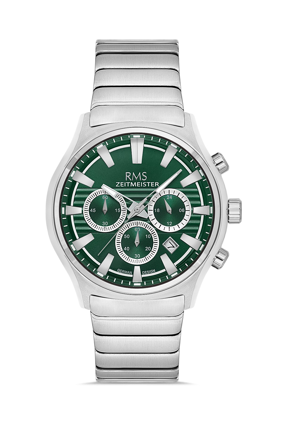 RMS Zeitmeister Green Dial Silver Plated Men's Watch - Stainless Steel Bracelet - RMS.1.AG2201.19