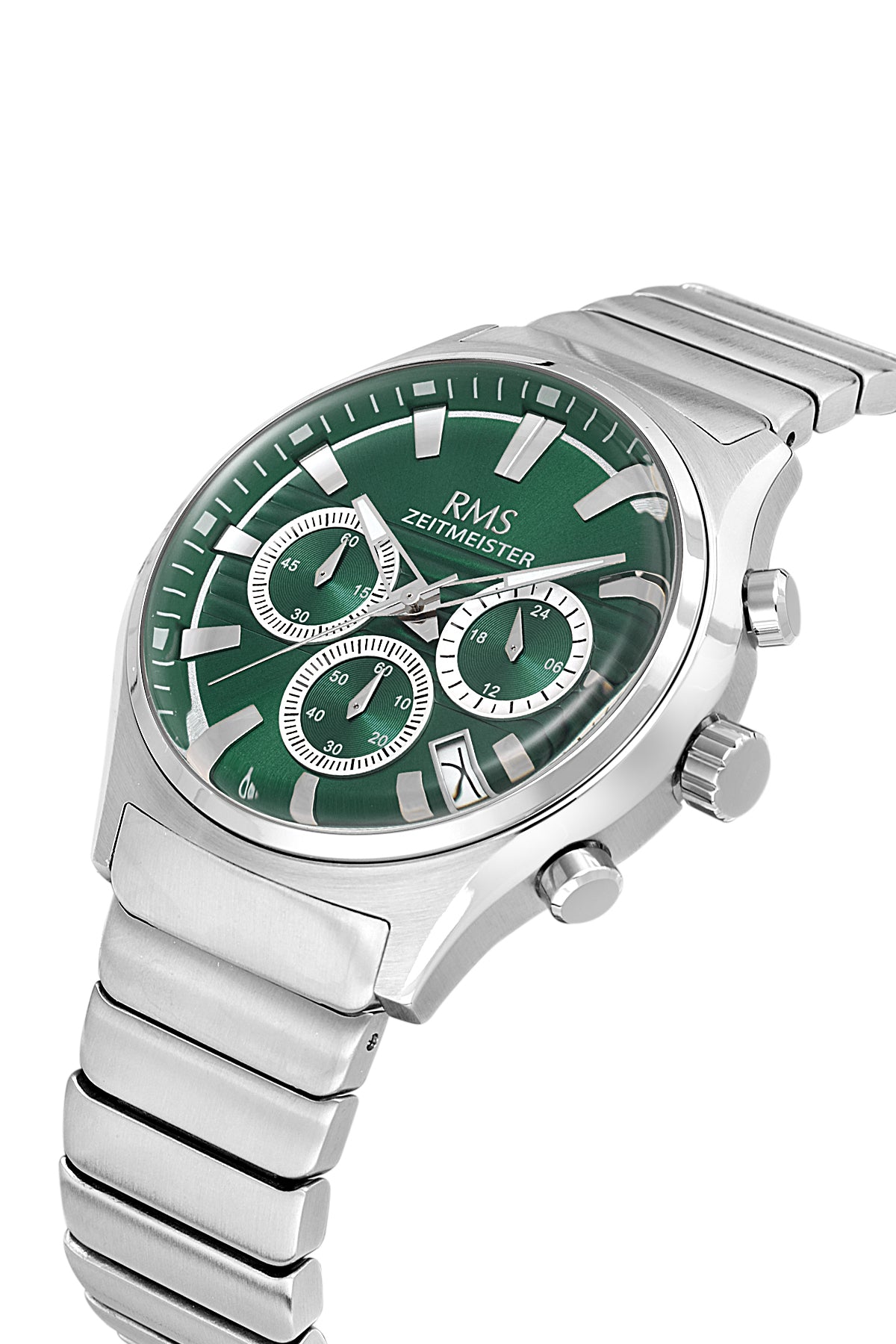 RMS Zeitmeister Green Dial Silver Plated Men's Watch - Stainless Steel Bracelet - RMS.1.AG2201.19