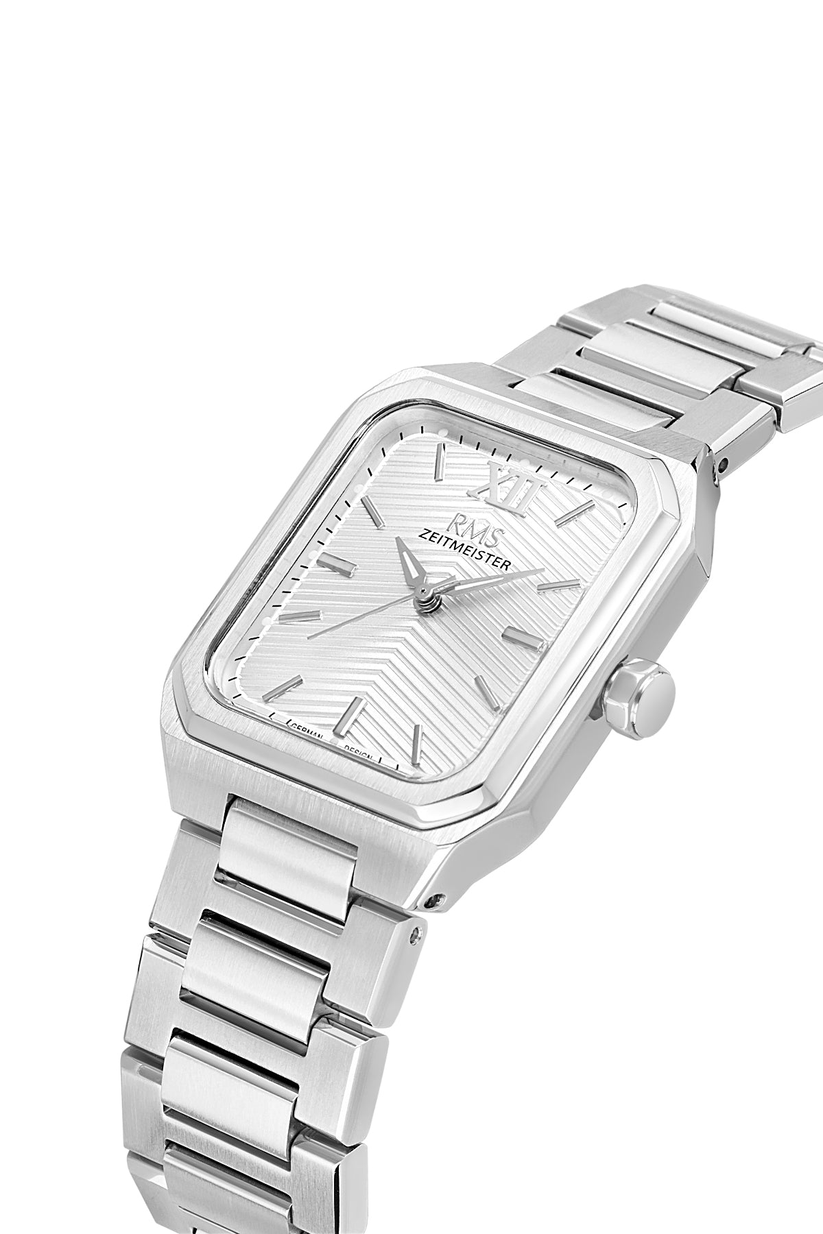 RMS Zeitmeister Silver Dial Silver Plated Men's Watch - Stainless Steel Bracelet - RMS.1.AG2204.10