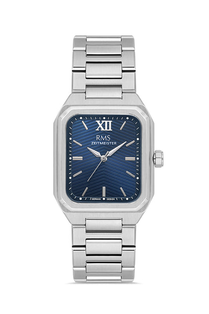 RMS Zeitmeister Blue Dial Silver Plated Men's Watch - Stainless Steel Bracelet - RMS.1.AG2204.13