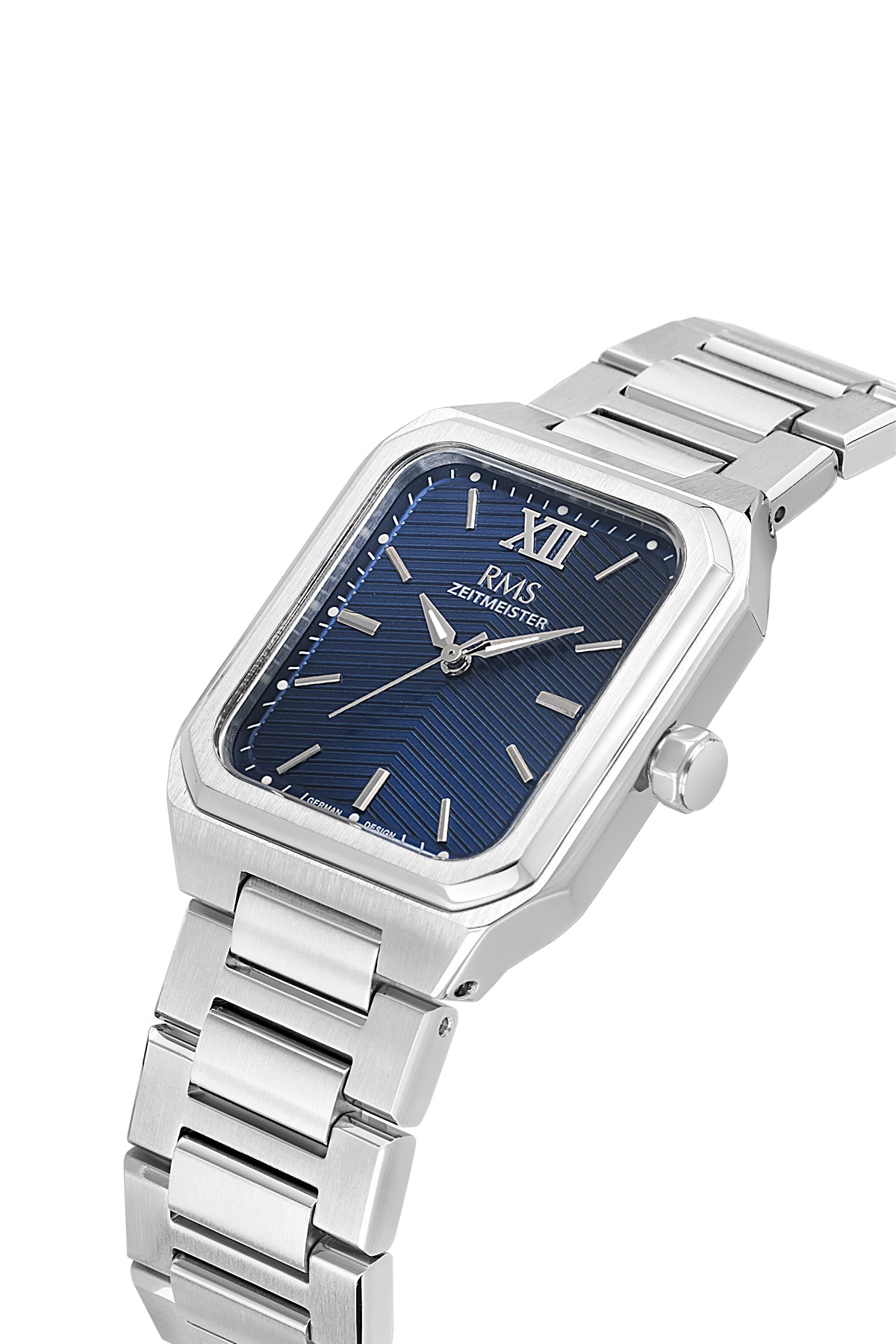 RMS Zeitmeister Blue Dial Silver Plated Men's Watch - Stainless Steel Bracelet - RMS.1.AG2204.13