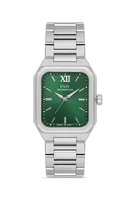 RMS Zeitmeister Green Dial Silver Plated Men's Watch - Stainless Steel Bracelet - RMS.1.AG2204.19