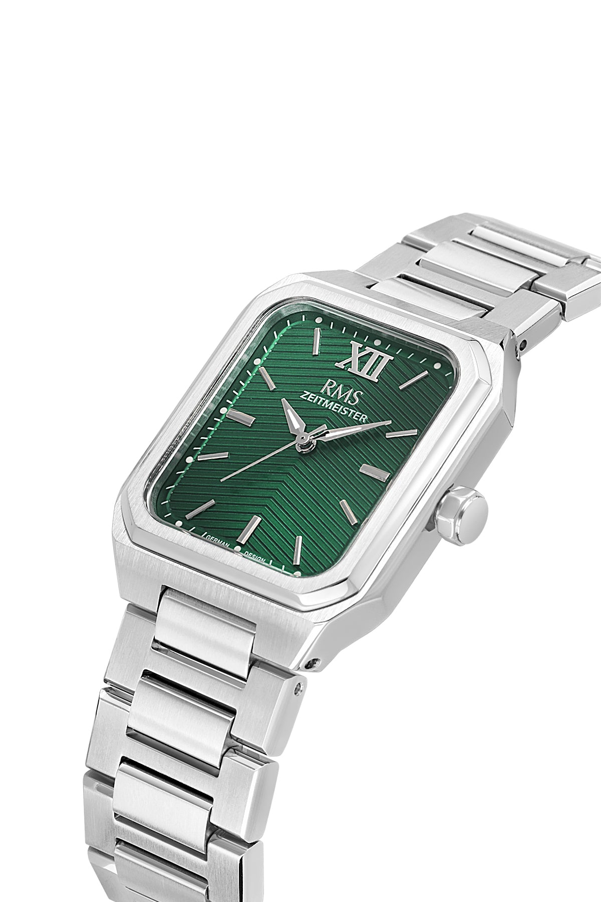 RMS Zeitmeister Green Dial Silver Plated Men's Watch - Stainless Steel Bracelet - RMS.1.AG2204.19