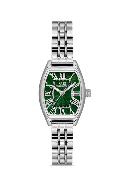 RMS Zeitmeister Green Dial Silver Plated Women's Watch - Stainless Steel Bracelet - RMS.1.AG2177.19