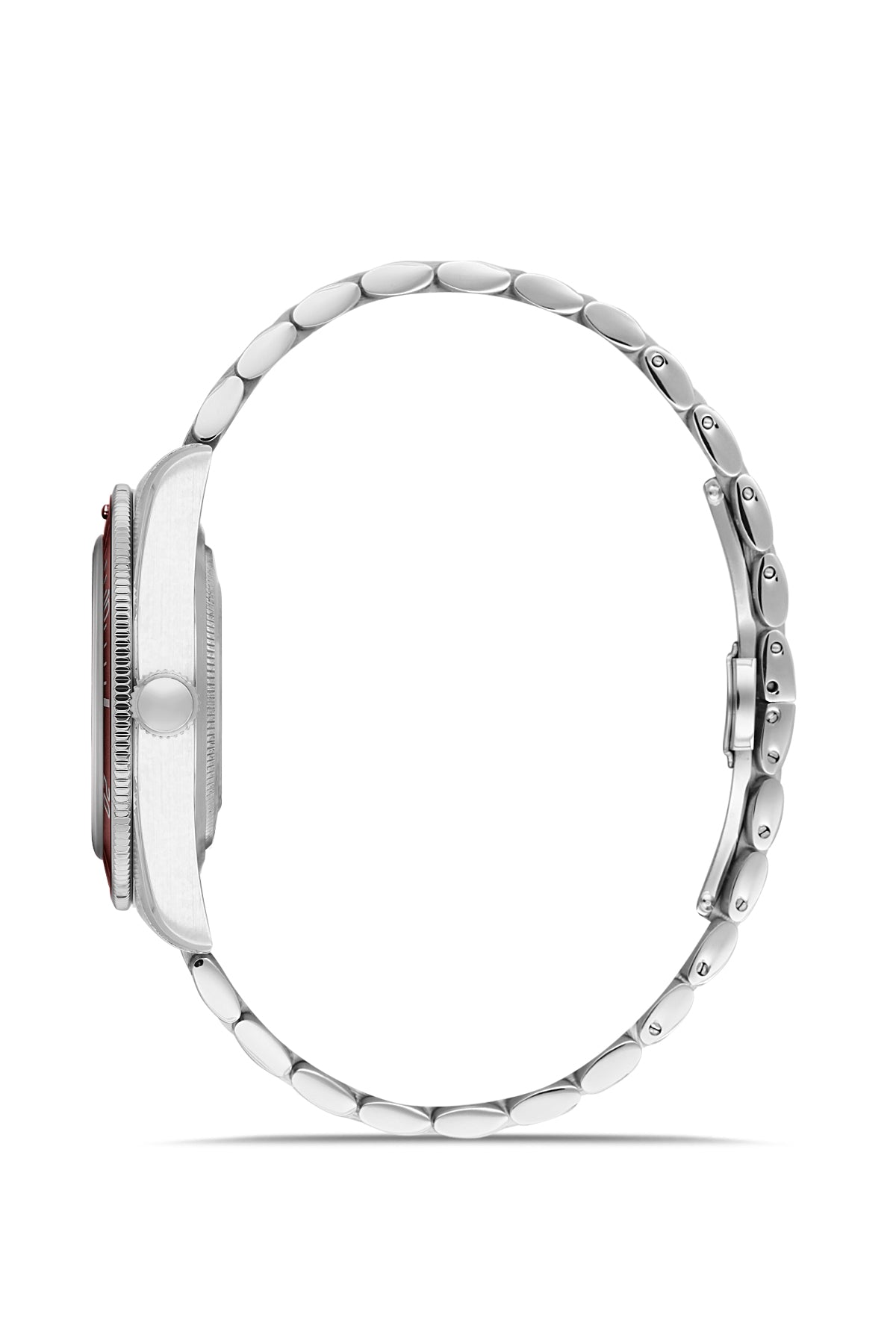 RMS Zeitmeister Burgundy Dial Silver Plated Men's Watch - Stainless Steel Bracelet - RMS.1.AG2192.113