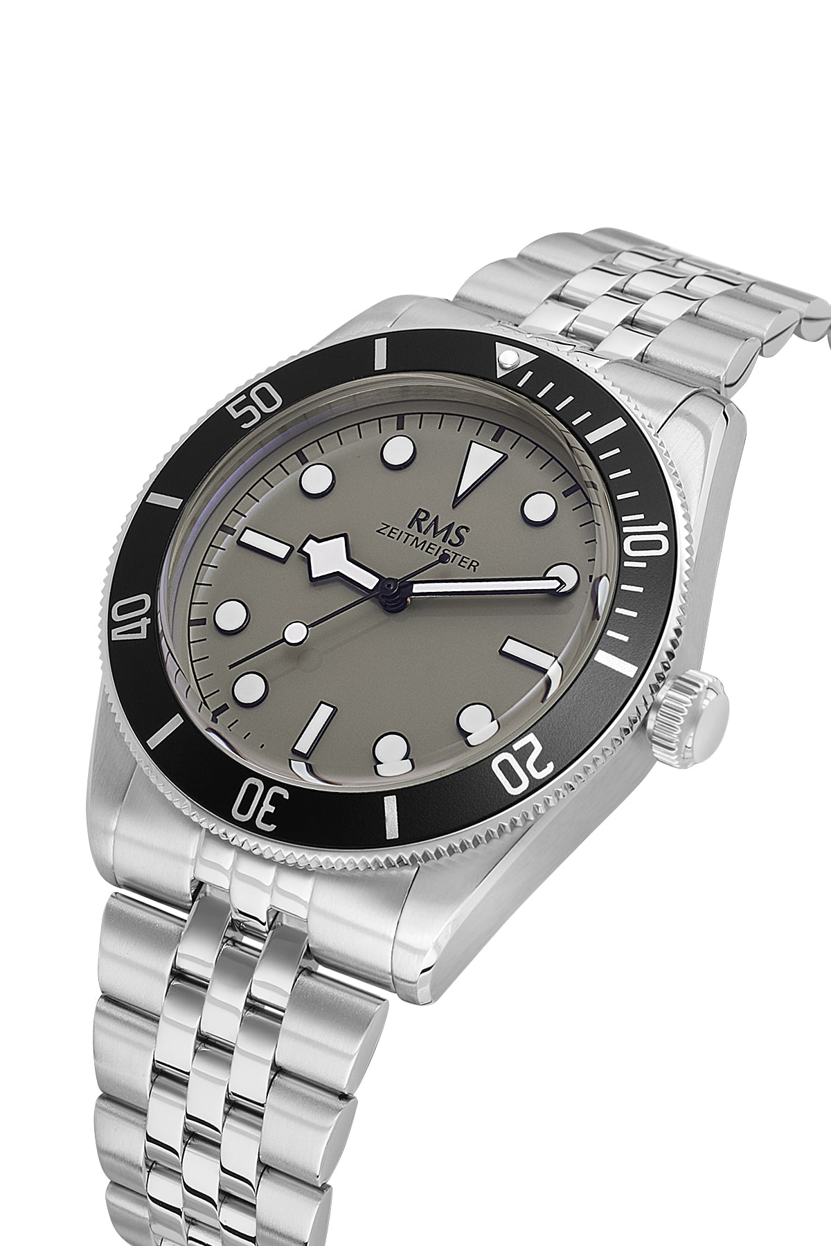RMS Zeitmeister Grey Dial Silver Plated Men's Watch - Stainless Steel Bracelet - RMS.1.AG2192.115