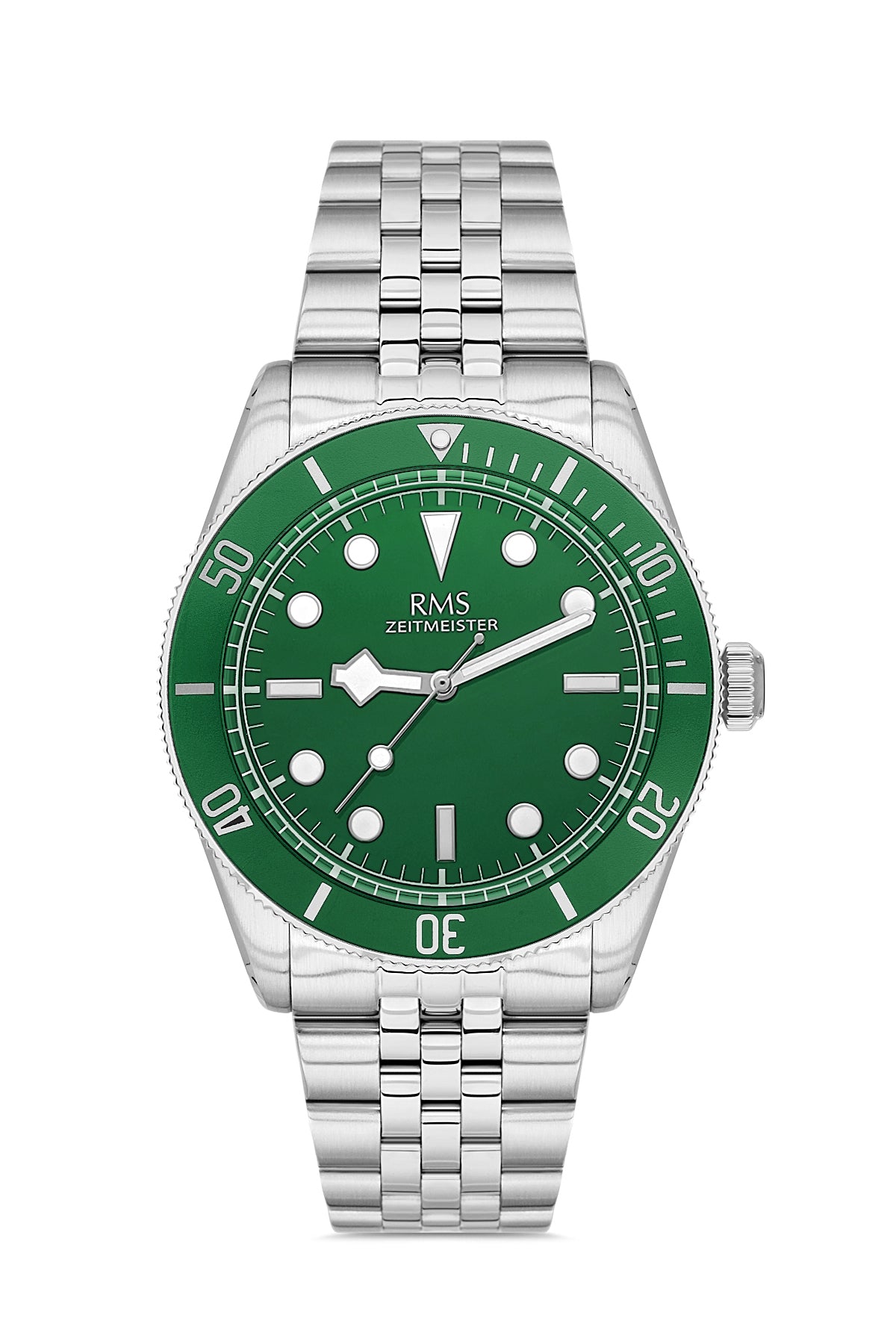 RMS Zeitmeister Green Dial Silver Plated Men's Watch - Stainless Steel Bracelet - RMS.1.AG2192.19