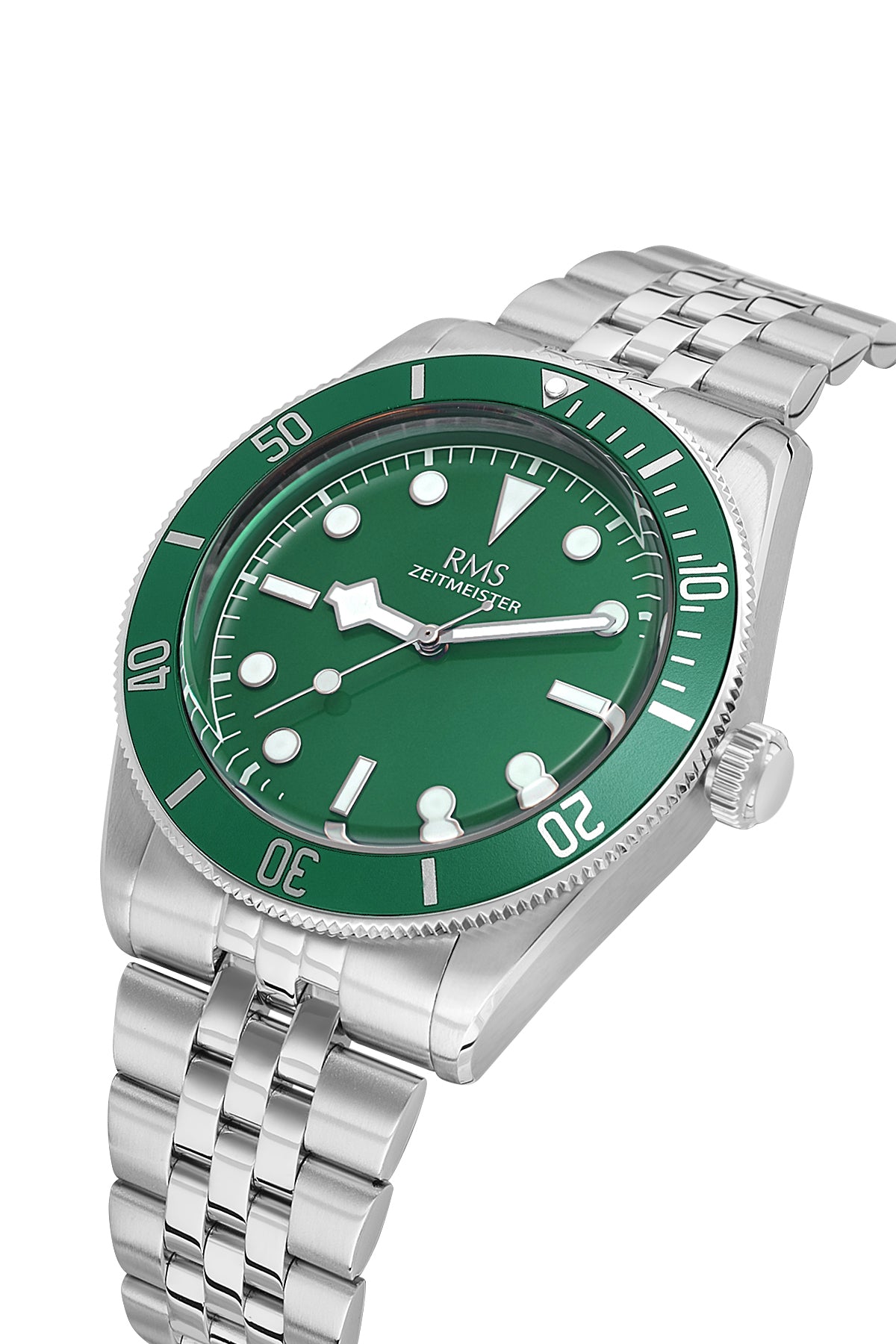 RMS Zeitmeister Green Dial Silver Plated Men's Watch - Stainless Steel Bracelet - RMS.1.AG2192.19