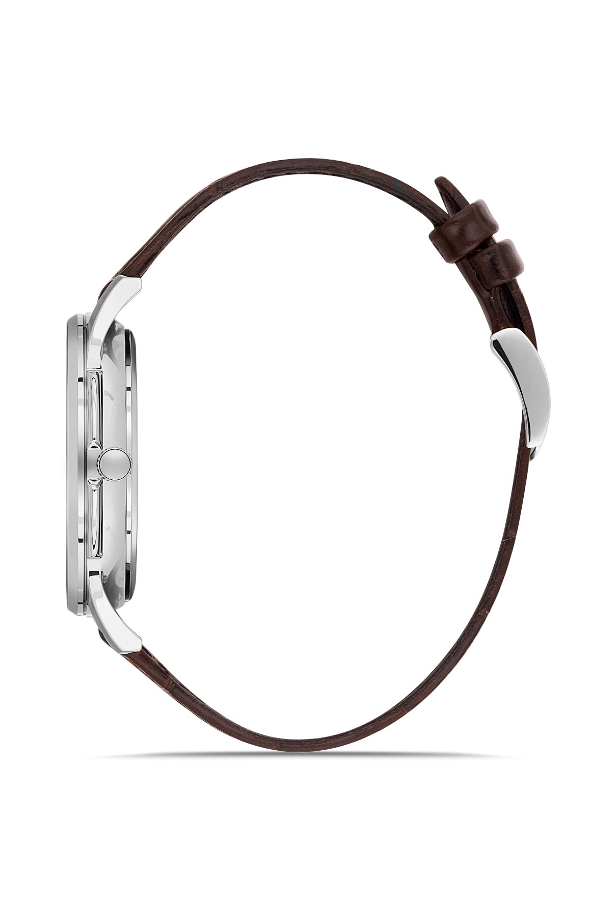 RMS Zeitmeister Silver Dial Silver Plated Men's Watch - Brown Genuine Leather Strap - RMS.1.AG2215.110