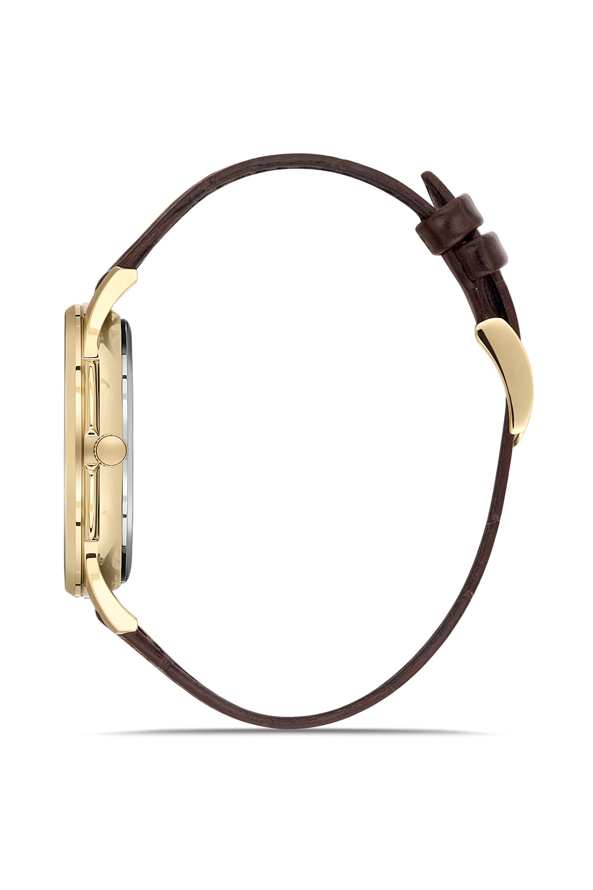 RMS Zeitmeister Silver Dial Gold Plated Men's Watch - Brown Genuine Leather Strap - RMS.1.AG2215.160