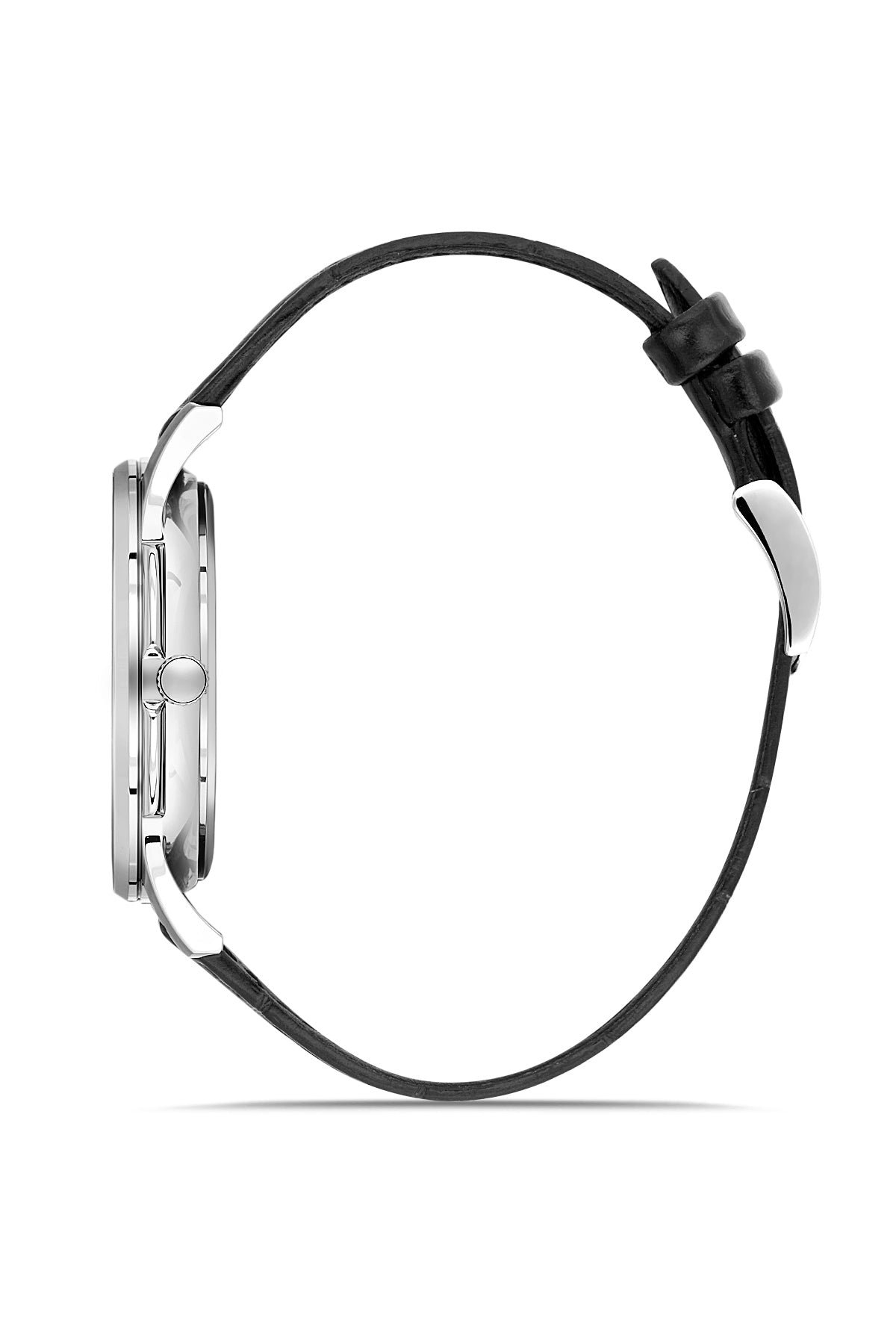RMS Zeitmeister Black Dial Silver Plated Men's Watch - Black Genuine Leather Strap - RMS.1.AG2215.92