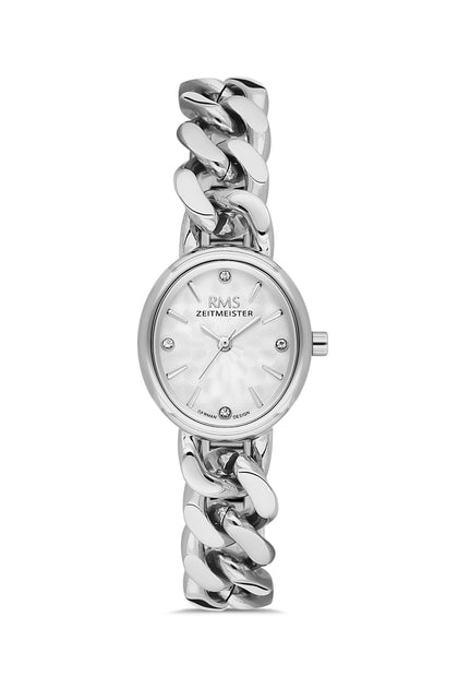 RMS Zeitmeister Silver Dial Silver Plated Women's Watch - Stainless Steel Bracelet - RMS.1.AG2230.10