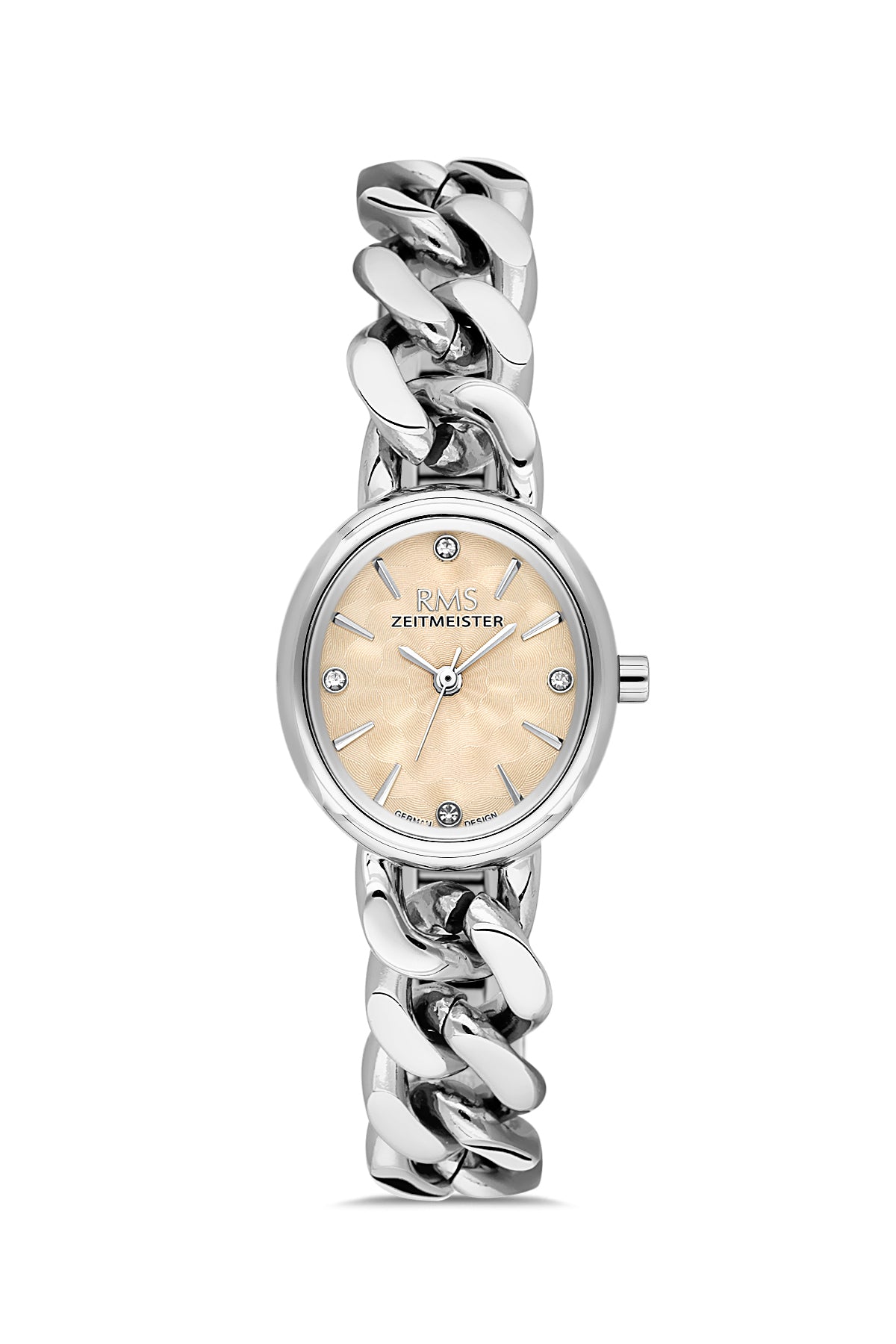 RMS Zeitmeister Salmon Dial Silver Plated Women's Watch - Stainless Steel Bracelet - RMS.1.AG2230.18