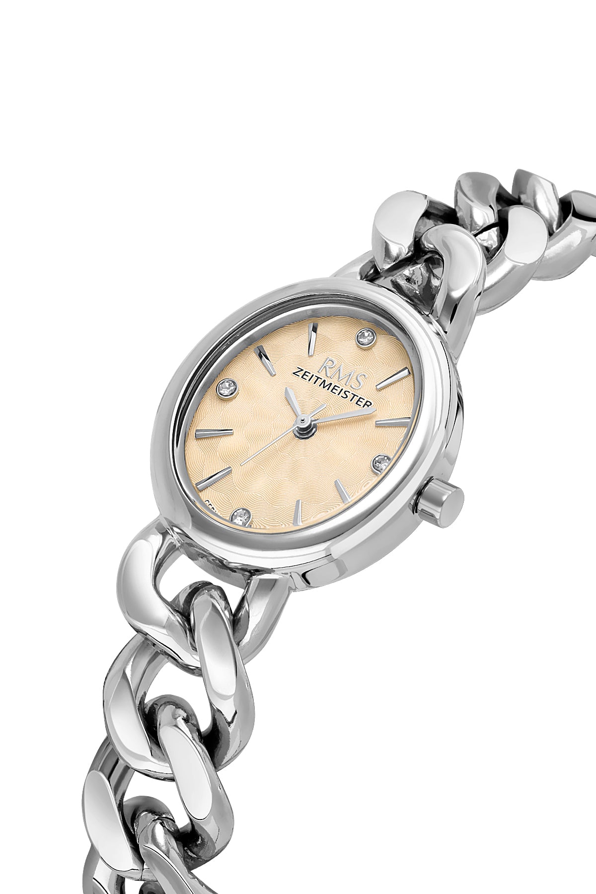 RMS Zeitmeister Salmon Dial Silver Plated Women's Watch - Stainless Steel Bracelet - RMS.1.AG2230.18