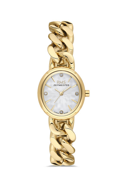 RMS Zeitmeister Silver Dial Gold Plated Women's Watch - Stainless Steel Bracelet - RMS.1.AG2230.20