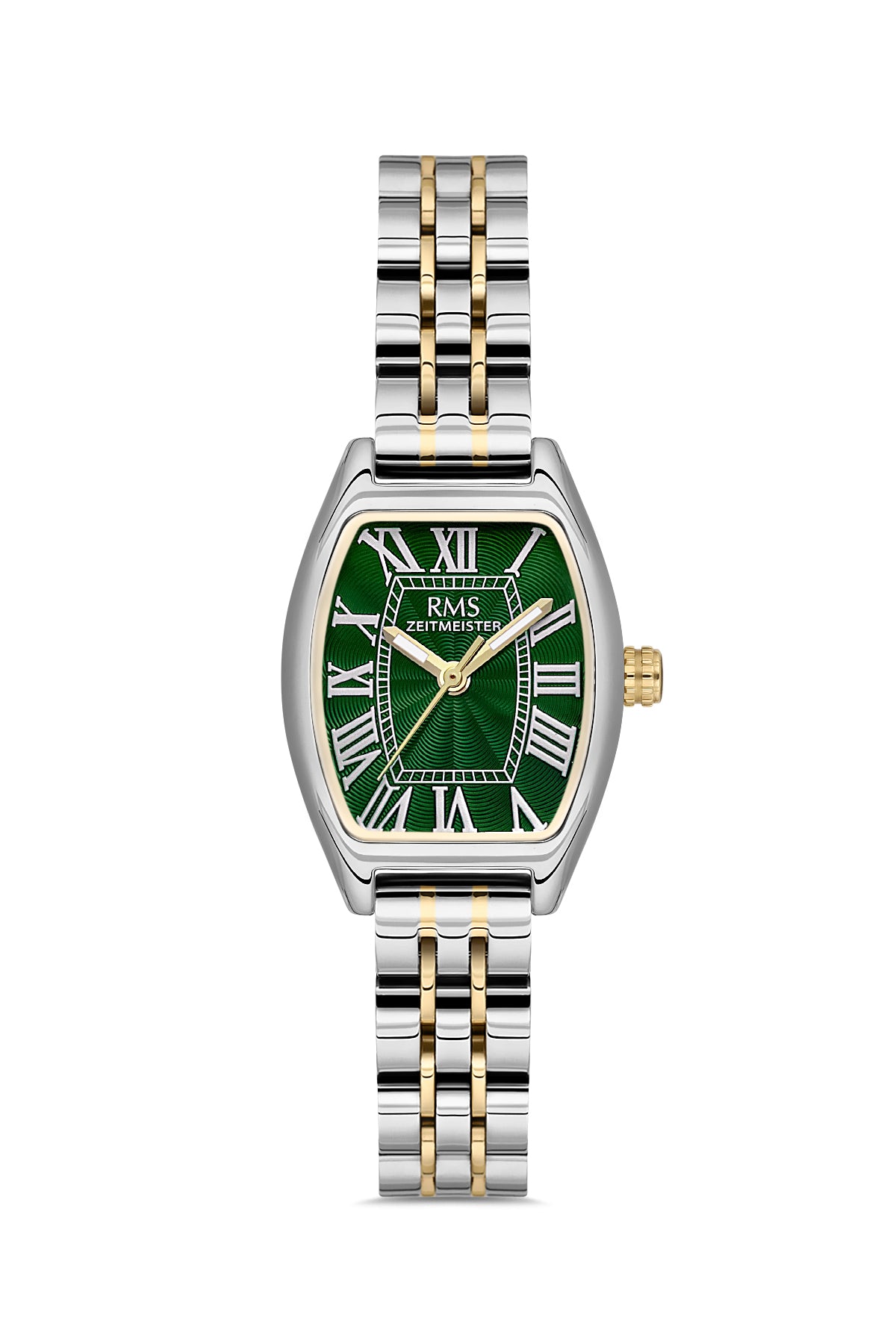 RMS Zeitmeister RMS.1.AG2177.49 women's watch with green dial, two-tone case and stainless steel bracelet