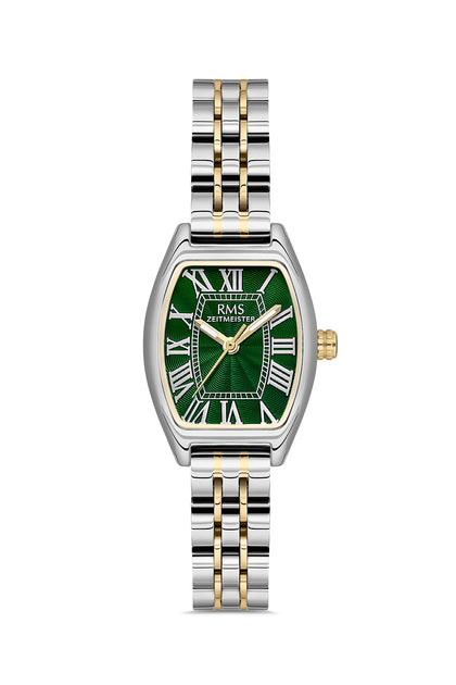 RMS Zeitmeister Green Dial Gold & Silver Plated Women's Watch - Stainless Steel Bracelet - RMS.1.AG2177.49