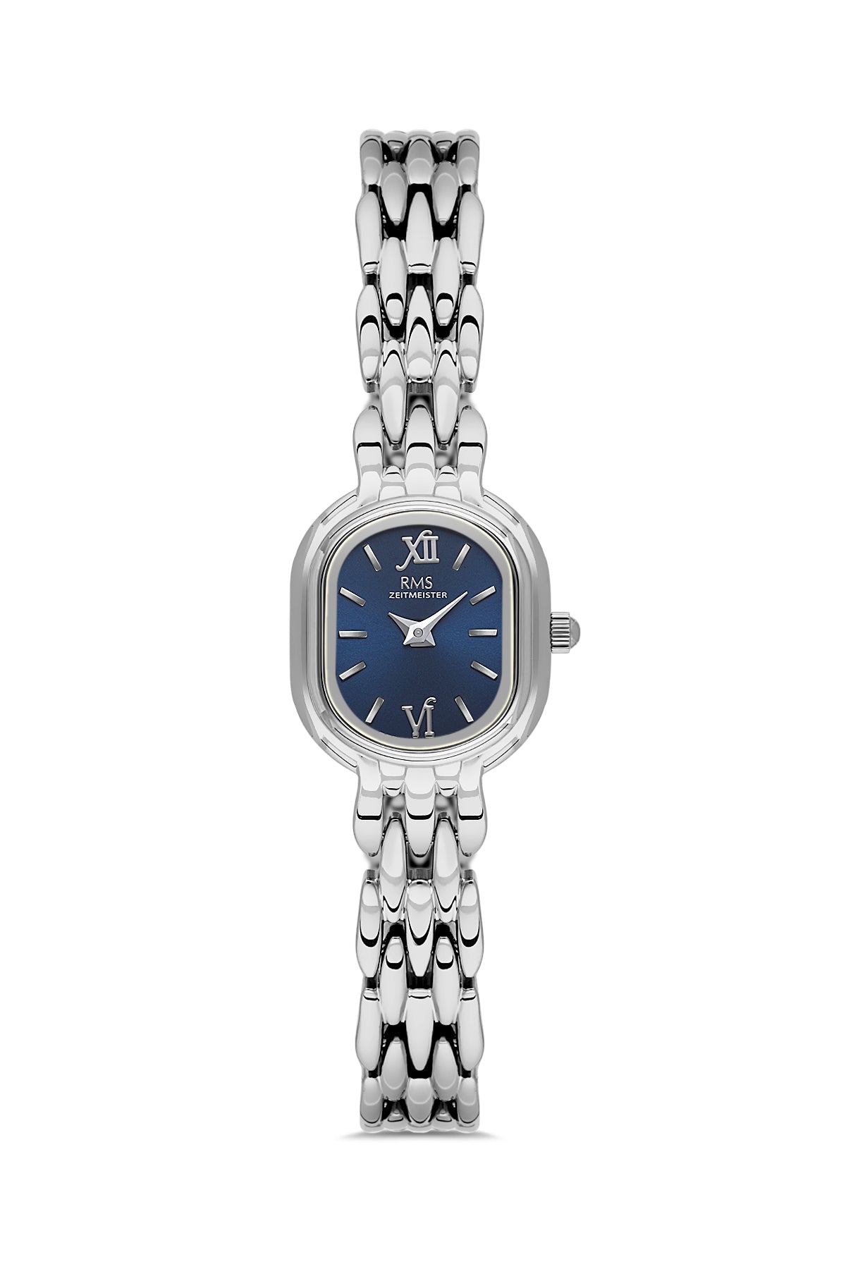 RMS Zeitmeister Blue Dial Silver Plated Women's Watch - Stainless Steel Bracelet - RMS.1.AG2187.13