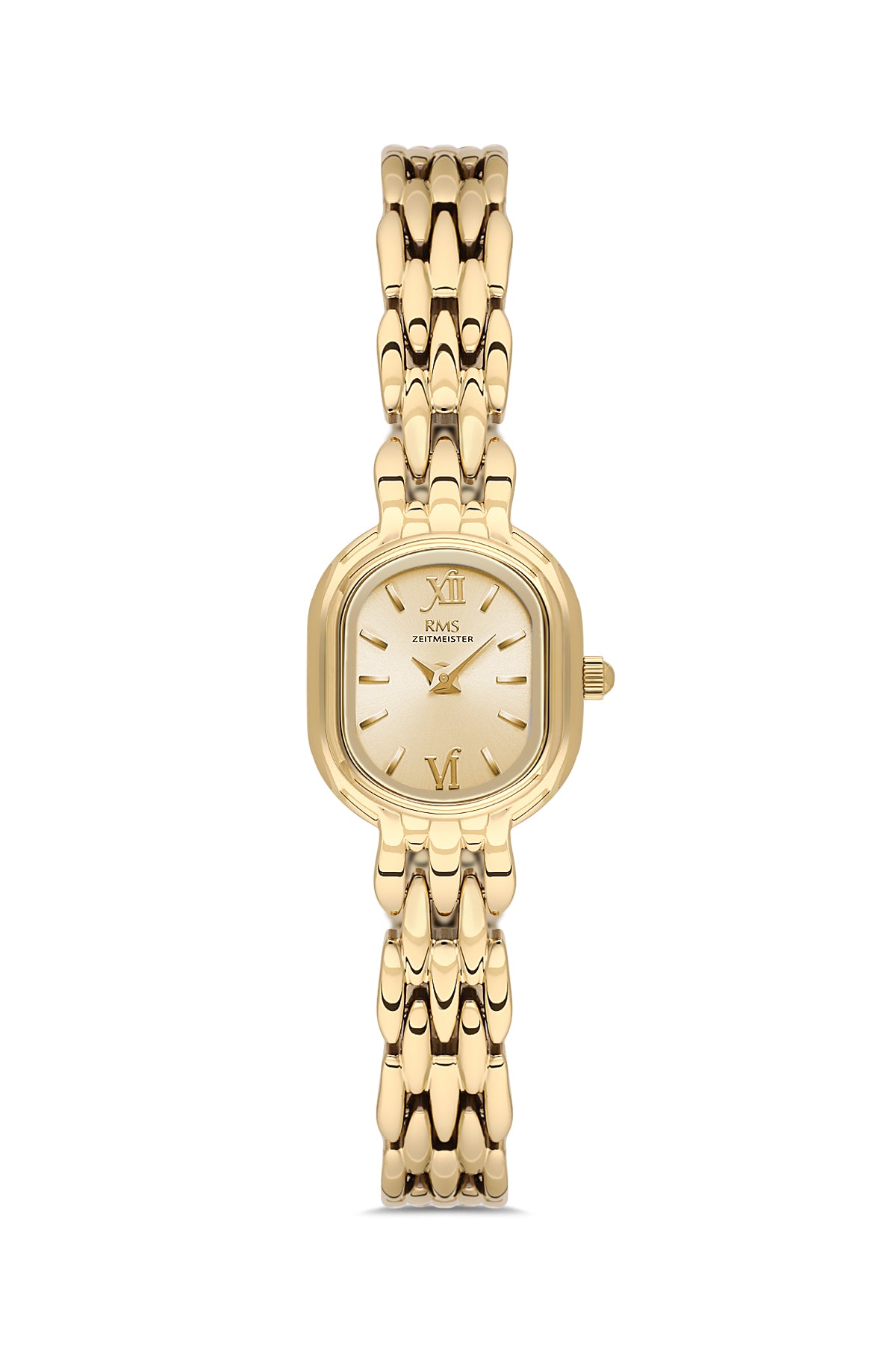 RMS Zeitmeister Gold Dial Gold Plated Women's Watch - Stainless Steel Bracelet - RMS.1.AG2187.25