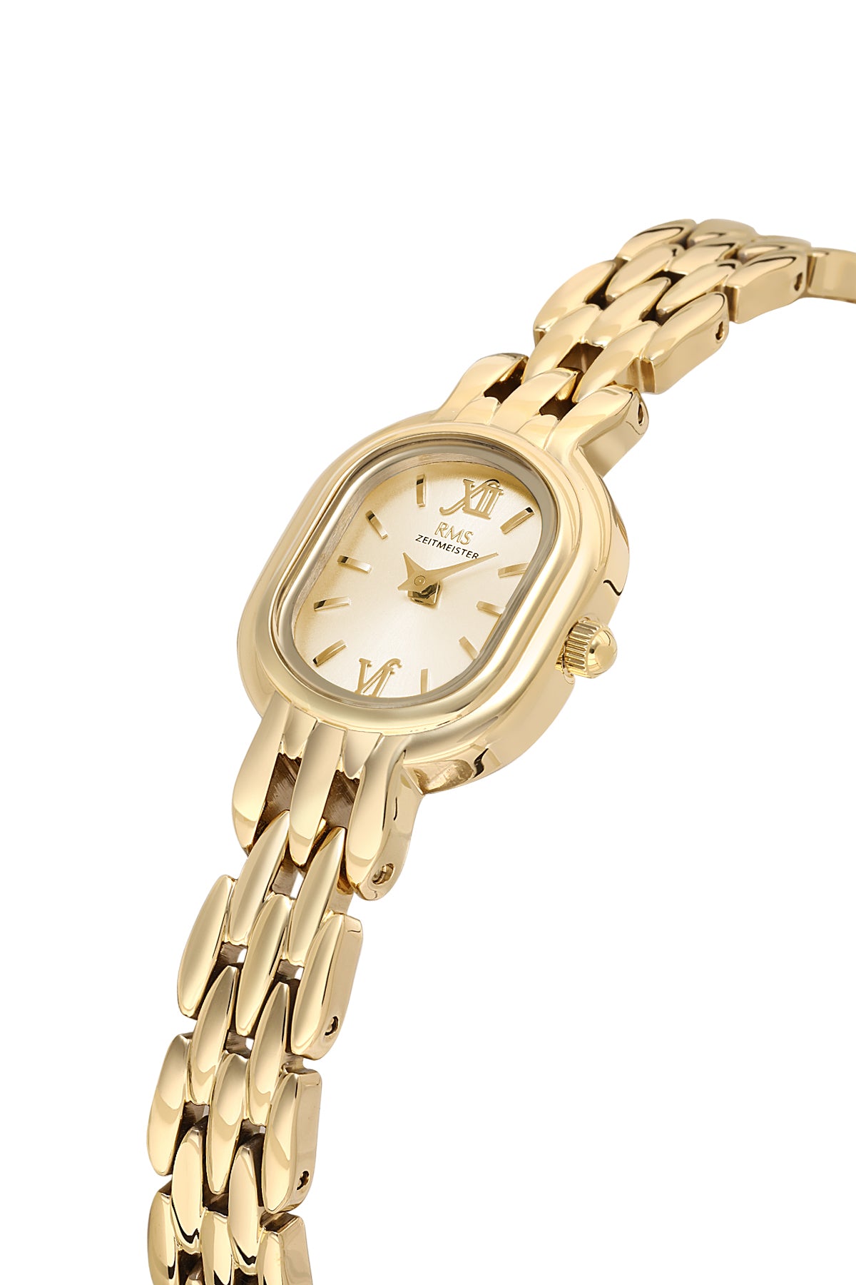 RMS Zeitmeister Gold Dial Gold Plated Women's Watch - Stainless Steel Bracelet - RMS.1.AG2187.25