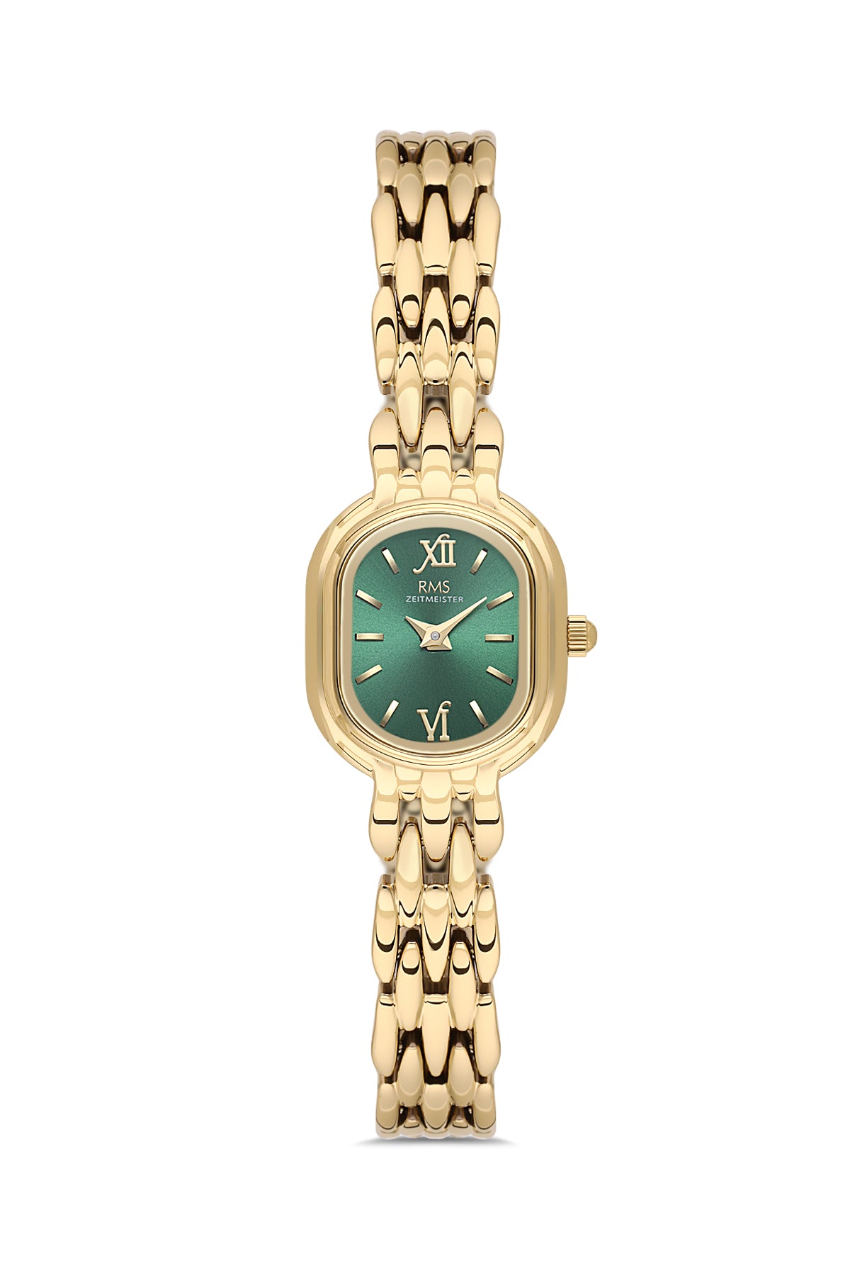 RMS Zeitmeister Green Dial Gold Plated Women's Watch - Stainless Steel Bracelet - RMS.1.AG2187.29
