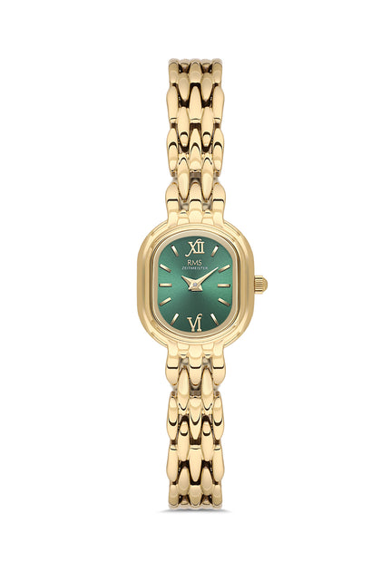 RMS Zeitmeister Green Dial Gold Plated Women's Watch - Stainless Steel Bracelet - RMS.1.AG2187.29