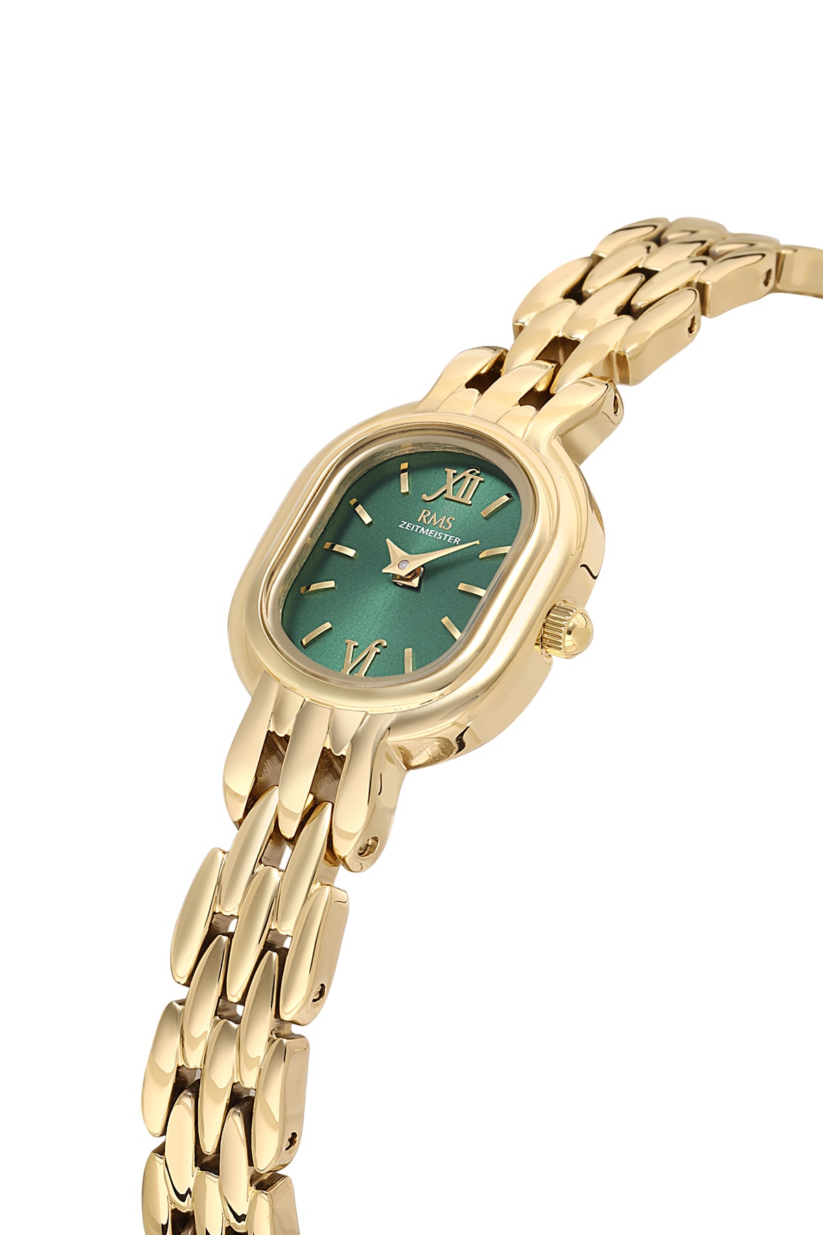 RMS Zeitmeister Green Dial Gold Plated Women's Watch - Stainless Steel Bracelet - RMS.1.AG2187.29