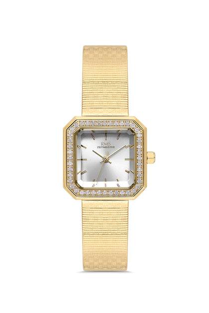 RMS Zeitmeister Silver Dial Gold Plated Women's Watch - Stainless Steel Mesh Bracelet - RMS.1.AG2190.20