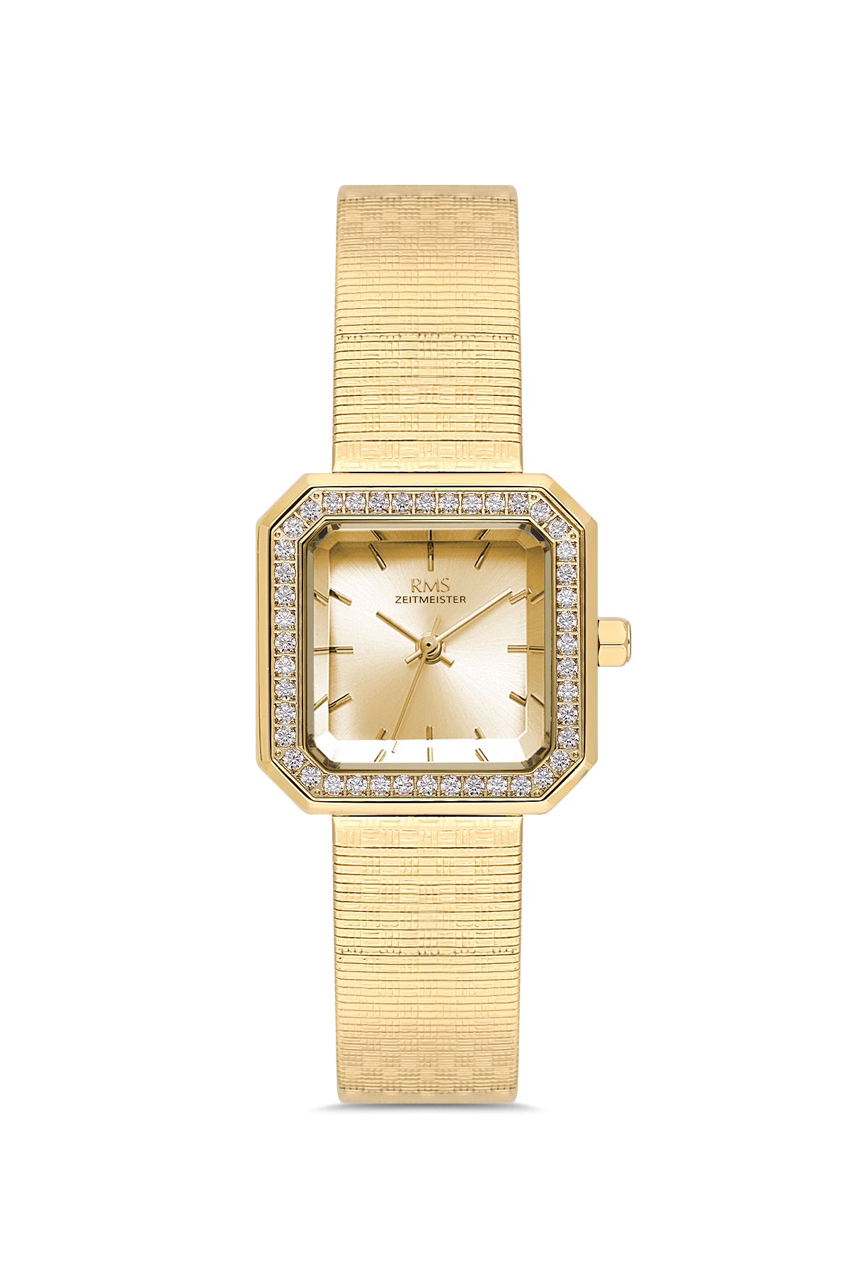 RMS Zeitmeister RMS.1.AG2190.25 women's watch with gold dial, gold case and mesh bracelet