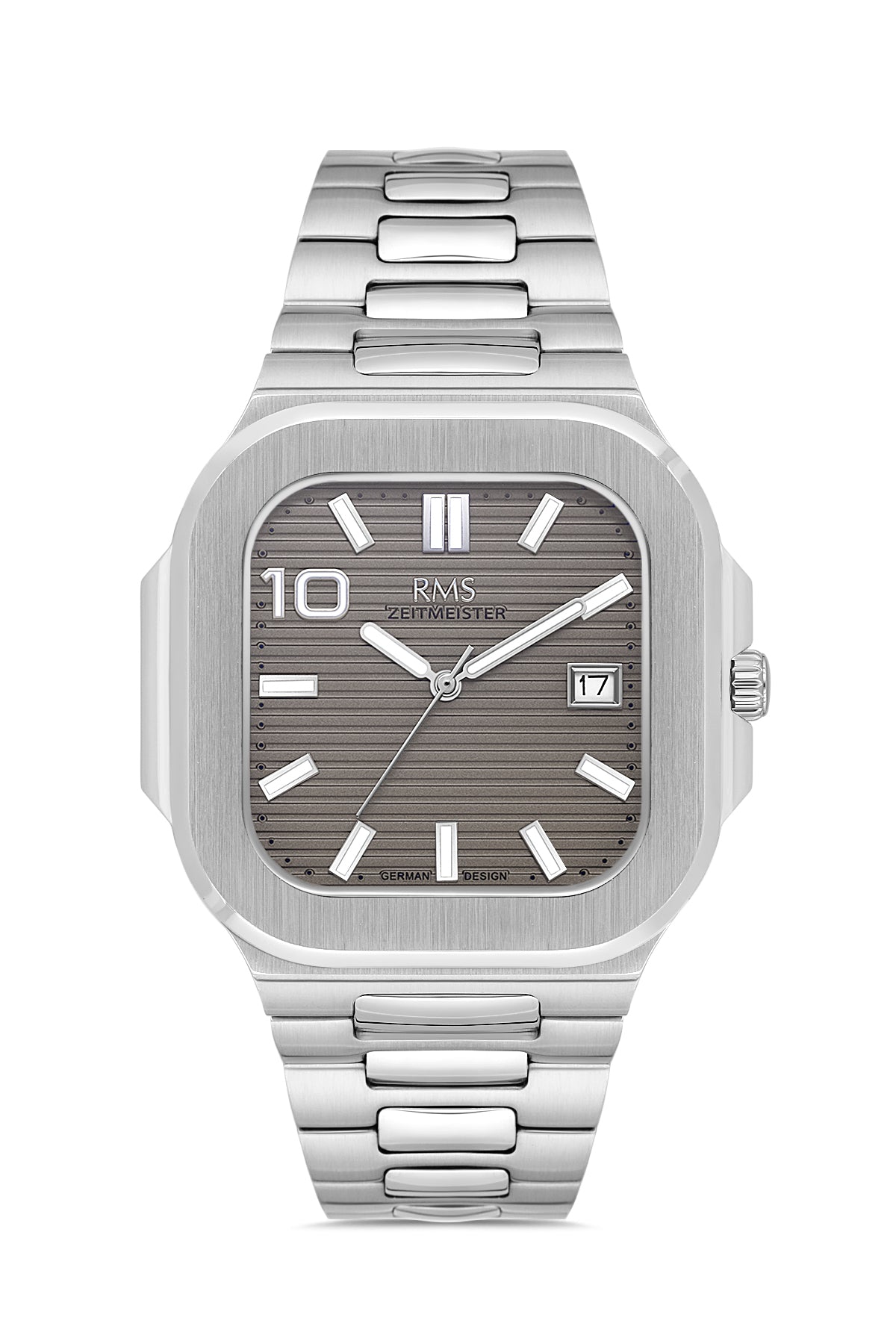 RMS Zeitmeister RMS.1.AG2099.115 men's watch with gray dial, silver case and stainless steel bracelet