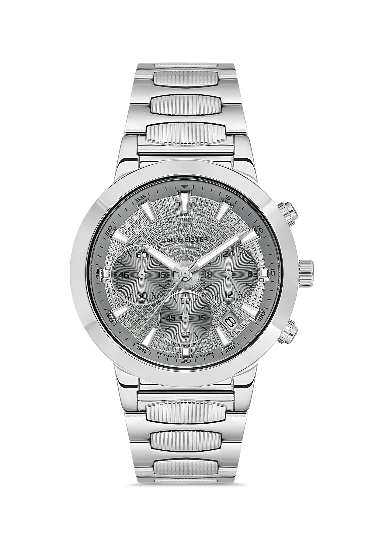 RMS Zeitmeister RMS.1.AG2150.115 men's watch with gray dial, silver case and stainless steel bracelet