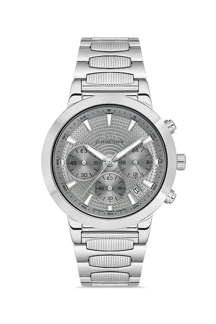 RMS Zeitmeister Grey Dial Silver Plated Men's Watch - Stainless Steel Bracelet - RMS.1.AG2150.115
