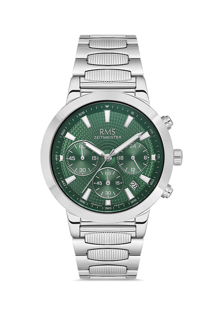 RMS Zeitmeister Green Dial Silver Plated Men's Watch - Stainless Steel Bracelet - RMS.1.AG2150.19