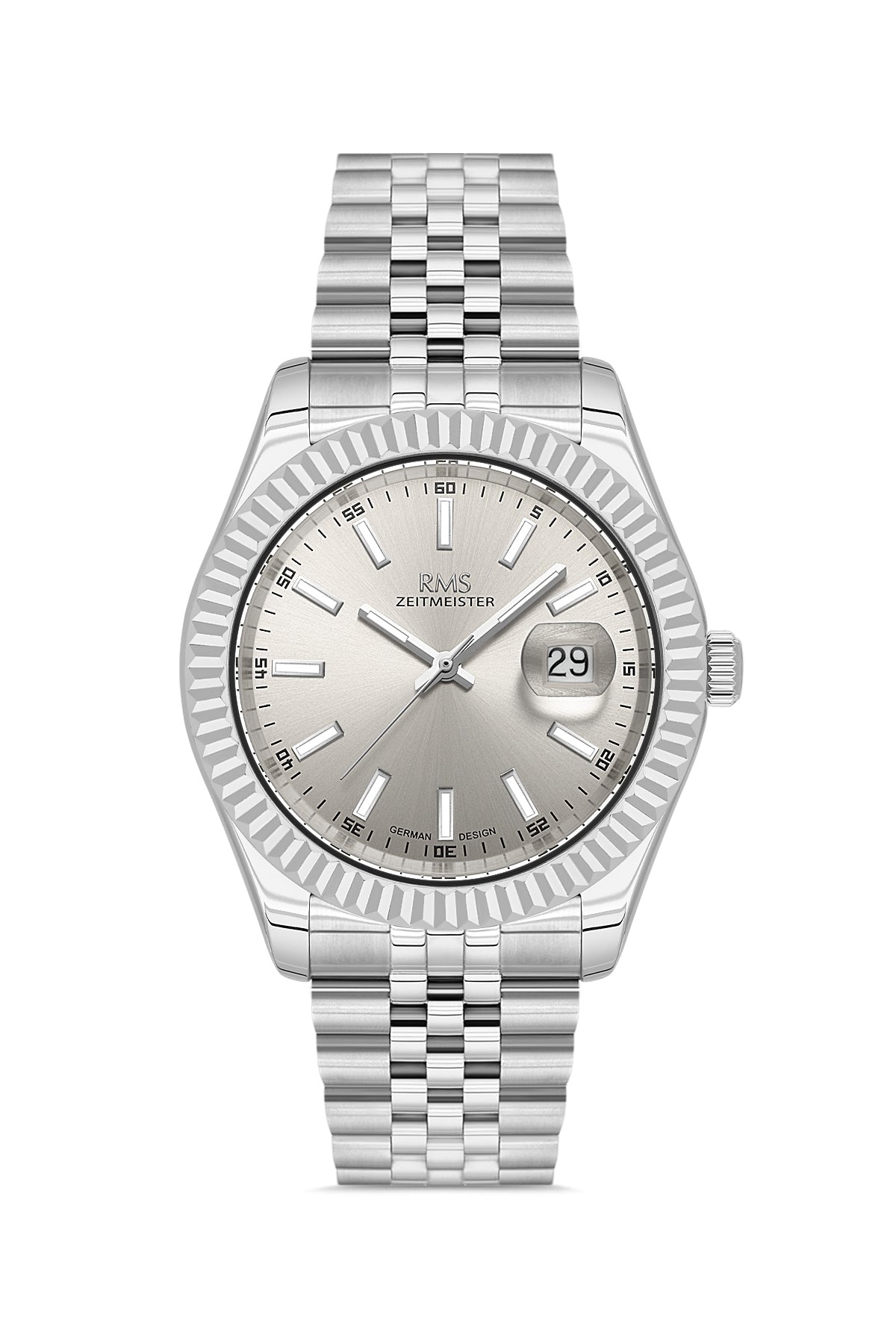 RMS Zeitmeister RMS.1.AG2147.115 men's watch with gray dial, silver case and stainless steel bracelet
