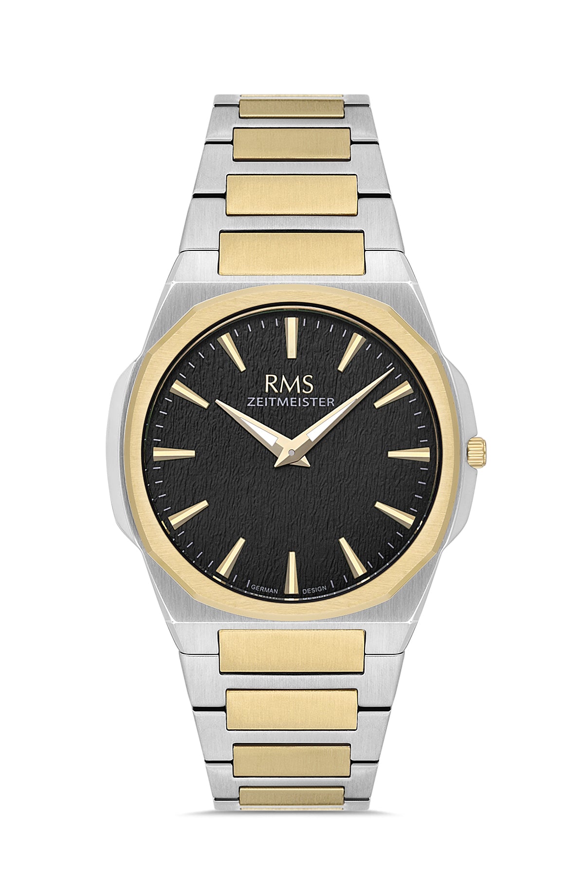 RMS Men's Black Dial Gold & Silver Stainless Steel Watch - RMS.1.AG2180.42