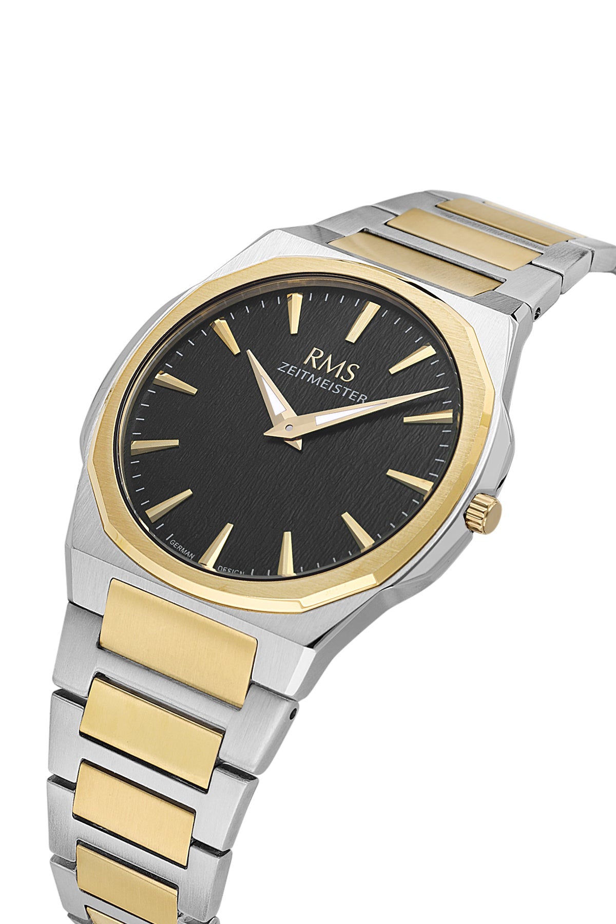 RMS Men's Black Dial Gold & Silver Stainless Steel Watch - RMS.1.AG2180.42
