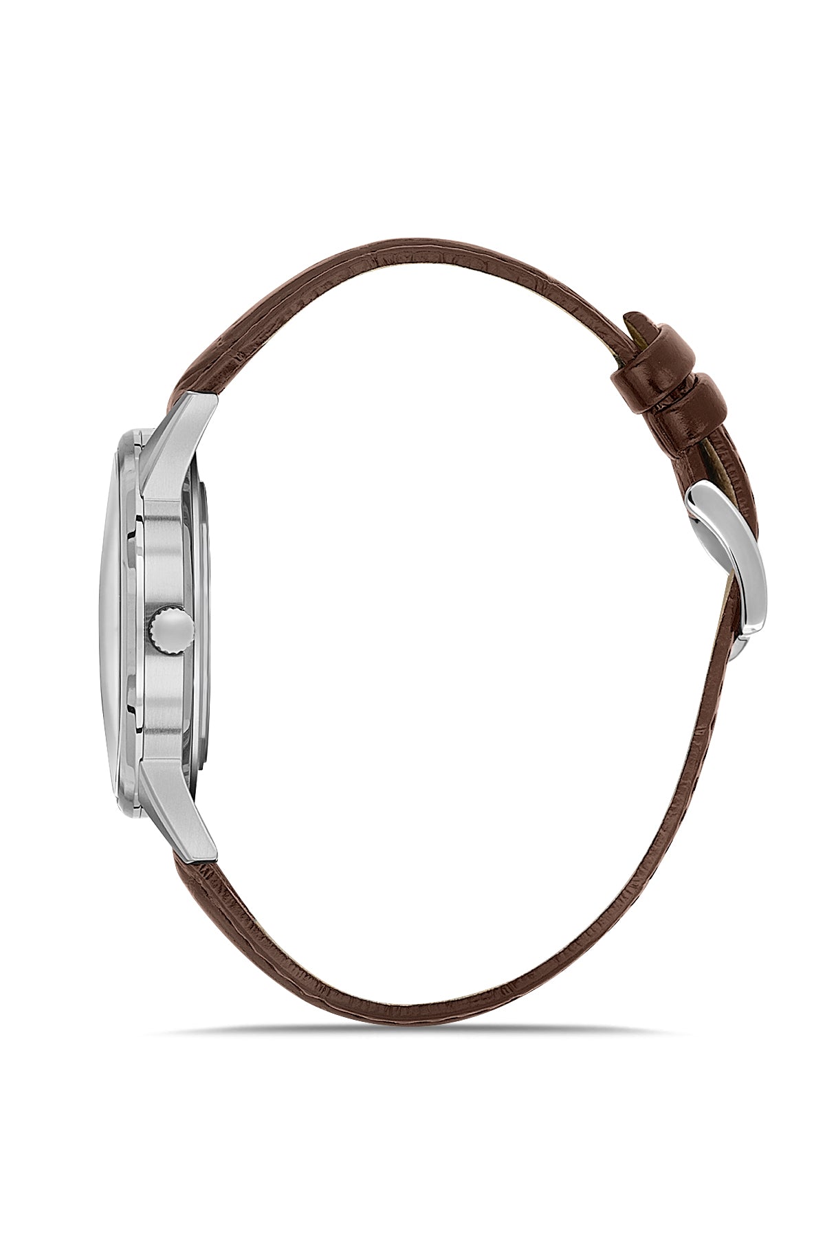 RMS Men's Brown Dial Silver Calendar Leather Watch - RMS.1.AG2194.117