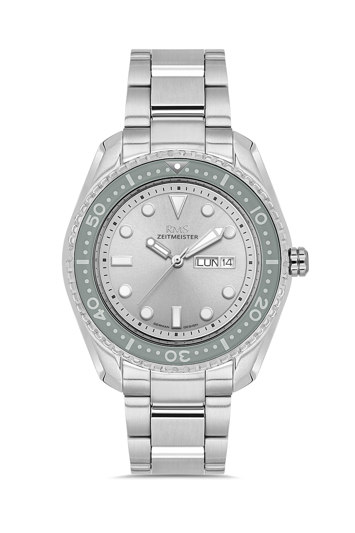 RMS Zeitmeister RMS.1.AG2133.115 men's watch with gray dial, silver case and stainless steel bracelet